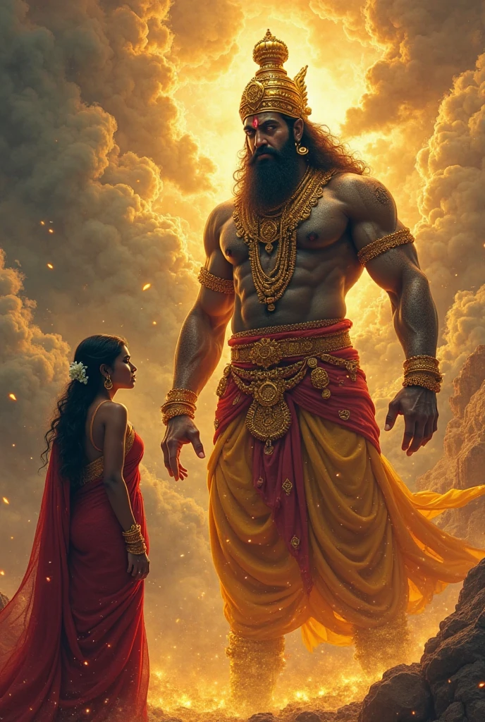 Yamraj Granting Satyavan’s Life:** A powerful moment where Yamraj, moved by Savitri's devotion, raises his hand and blesses Satyavan's soul, allowing him to return to life.