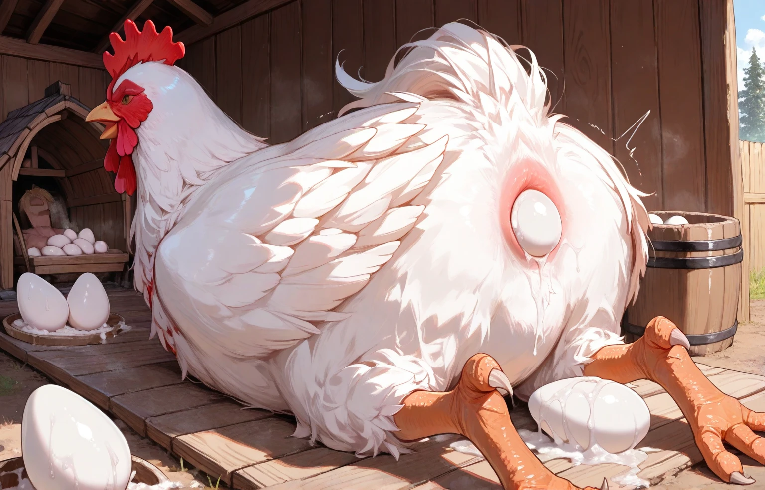 (best quality,highres,masterpiece:1.2),ultra-detailed,(realistic:1.37),explicit furry artwork by qwertydragon,(feral),(dromaeosaur),(thick sheath),(large tail),(balls),(solo),(wingless) (equine penis) (big balls) (big puffy anus) (white body) (white feathers) (penis focus) (cute chibi) (soft) (very detailed textured anus) (grotesque anus) ( presenting balls, penis,) (by zackary911) (by raptoral) (by plattyneko) (by hioshiru) (flared equine penis) (balls focus) (Laying on back) (big balls) (penis dripping excessive amount of precum) (blushing) (gaping anus)