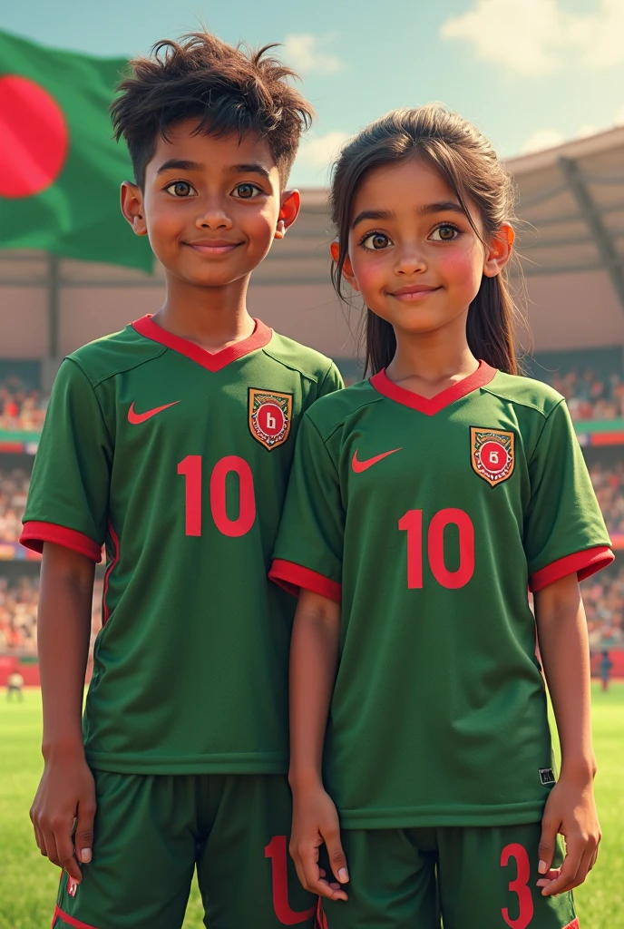 A boy watching Bangladesh vs india match on tv. He wearing a bangladeshi jersey with name "Saad & number is " 75