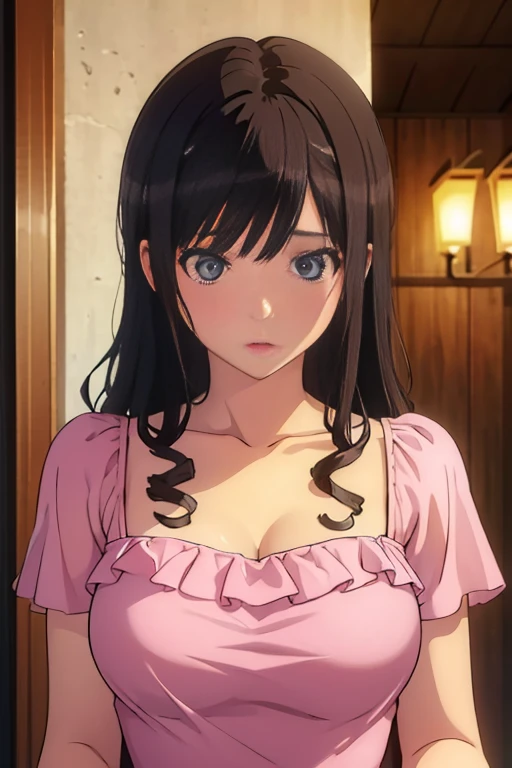 (masterpiece, best quality:1.2), 1girl, solo,
a close up of a woman wearing a Light pink dress and a necklace, gorgeous model, attractive neck, , sie boob, jaw-dropping beauty, bust with a beautiful neck, bust with a long beautiful neck,sexy poses,in castle