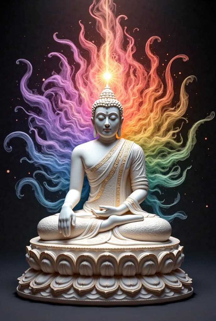 energy、undulation、chakra、7 colors、Colorful、Big buddha、bright、Light、mysterious、spiritual、fantasy、Shines、universe、gold