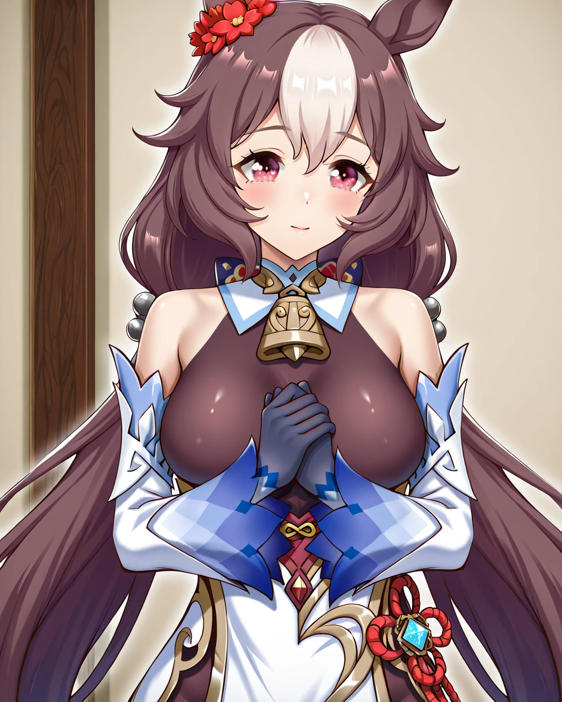 Busty, (see-through lingerie:1.3), (sweaty:1.4), (sexy pose:1.4), (blushing face:1.4), smiling, tongue out, ((heart-shaped pupil)), ((sexy pose))