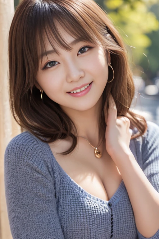 table top, highest quality, 
super detailed, finely, High resolution, In 8K,
((Photoreal:1.4, Raw photo, Super high resolution,best image quality: 1.4)),
wallpaper, 
((Perfect whole body composition 1.5)), 
beautiful and fine eyes, natural color lip,
((穏やかなsmile:1.5)),
((random cute hairstyles)), 
((pretty big breasts、my chest is open:1.2)),
((from the front:1.5)),
((brain out、under the eyes、brain out、mole on arm:0.9)),
((random blurred background)),((sunset)),((autumn leaves)),
((Random and cute expressions)),, 
Highly detailed and professional lighting、
perfect dynamic composition, beautiful and fine eyes,((leaning forward:1.5)), ((sexy sweater:1.6)),((micro mini skirt:1,5)),((smile,Harajuku)),((sexy shot looking at camera))