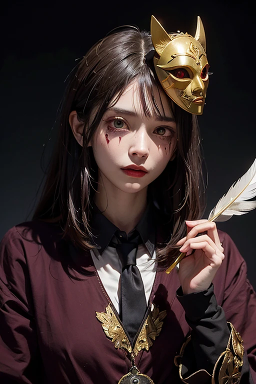 A witch with an expression of agony from pain