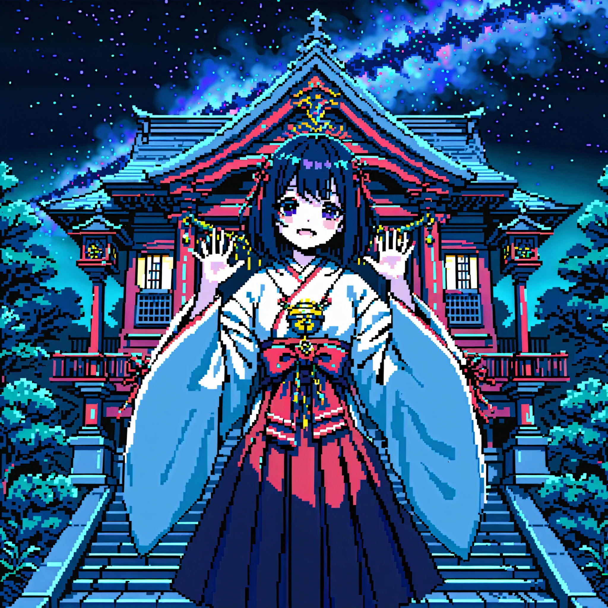 Virtual Space、one young woman、Shrine maiden、masterpiece、top quality 1:5、