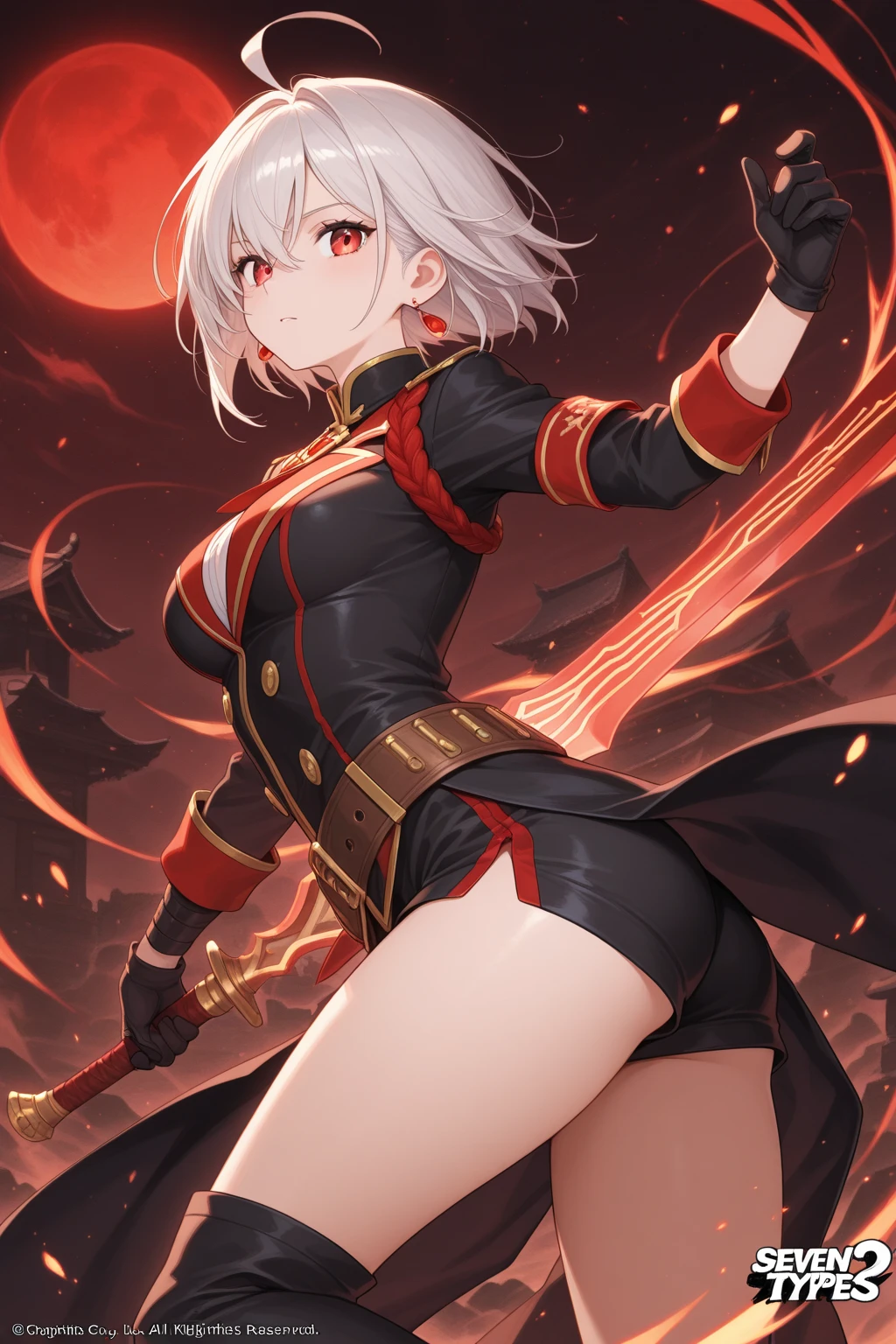 male, Holding a black sickle emblazoned with a symbol of Japan signifying death, Black flames emerge from the decoration., The sickle blade comes out of it.、A black wind blows with the ghost of a skull, 顔と鎌に最適なジュディmaleは鎌鋼の適切な服を着ている, そのmale性の髪は黒い, そのmaleは死神の化身である, (The background of the CG 8k module is very detailed) (Highest quality), (Best illustrations), (Best shade), Very detailed t--v6