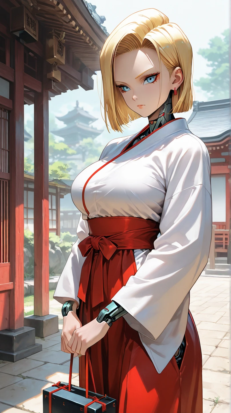 (masterpiece:1.2, Highest quality), (Realistic, photoRealistic:1.4), Beautiful illustrations, (Natural Side Lighting, Cinema Lighting), Looking at the audience, Upper Body, (Front view), 1 person, Perfect Face, Symmetrical cute face, Glowing Skin, Baby Face, Long eyelashes, (Large Breasts), (Wide Hips),Beautiful Hair, Beautiful Face, Fine and beautiful eyes, Beautiful body, Beautiful breasts, Beautiful thighs, Beautiful legs, Beautiful fingers,(Beautiful views),(Cute Smile:1.2, Upper Eye),beautiful girl,Perfect body line,(short hair:1.2),(Shaved head),(Blonde:1.5),(Brown Skin:0.5),(Plump:0.7),(Hime cut:1.2),A fantastic atmosphere, Calm palette, Calm mood, Soft Shading, Shrine maiden, incantation, Amulet Familiar, Shrine maidenの務め,(Clothes that fit snugly around the chest:1.2),(Side bust:1.2),