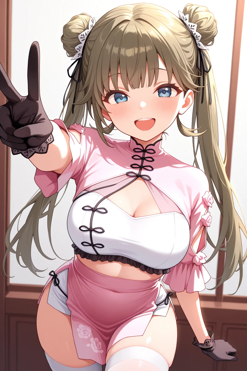 (small breasts:1.2), (perky chest:1.2), (pointed chest:1.2), (Pudding cake magazine cover:1.3),(from above:1.0),(shoot from the side:1.1),masterpiece, 1girl, Amazing Cleavage:1.1, thin waist, optimum,tmasterpiece,hight resolution,best qualtiy,hyper HD,super detailing,awardwinning,a 18yo cute girl,(The upper part of the body),anatomy correct,Beautiful Black miniskirt,garters,Gaze,Small face,bangss,holster,Beautuful Women,hands up,leg holster,Gaze,black boots,Cowboy Shot,cute face,a blond,Longhaire,Twin-tailed,Braids, Hairline,(scarlet eyes),long eyelasher,Hanging eye corners,White skin of the, ((see through camisole:1.1)), ((Sheer nipples:1.0)),Rocket Tits,(Slim body),smile,seductive weak smiling,(with sparkling eyes and a contagious smile),little open mouth, Looking at Viewer,