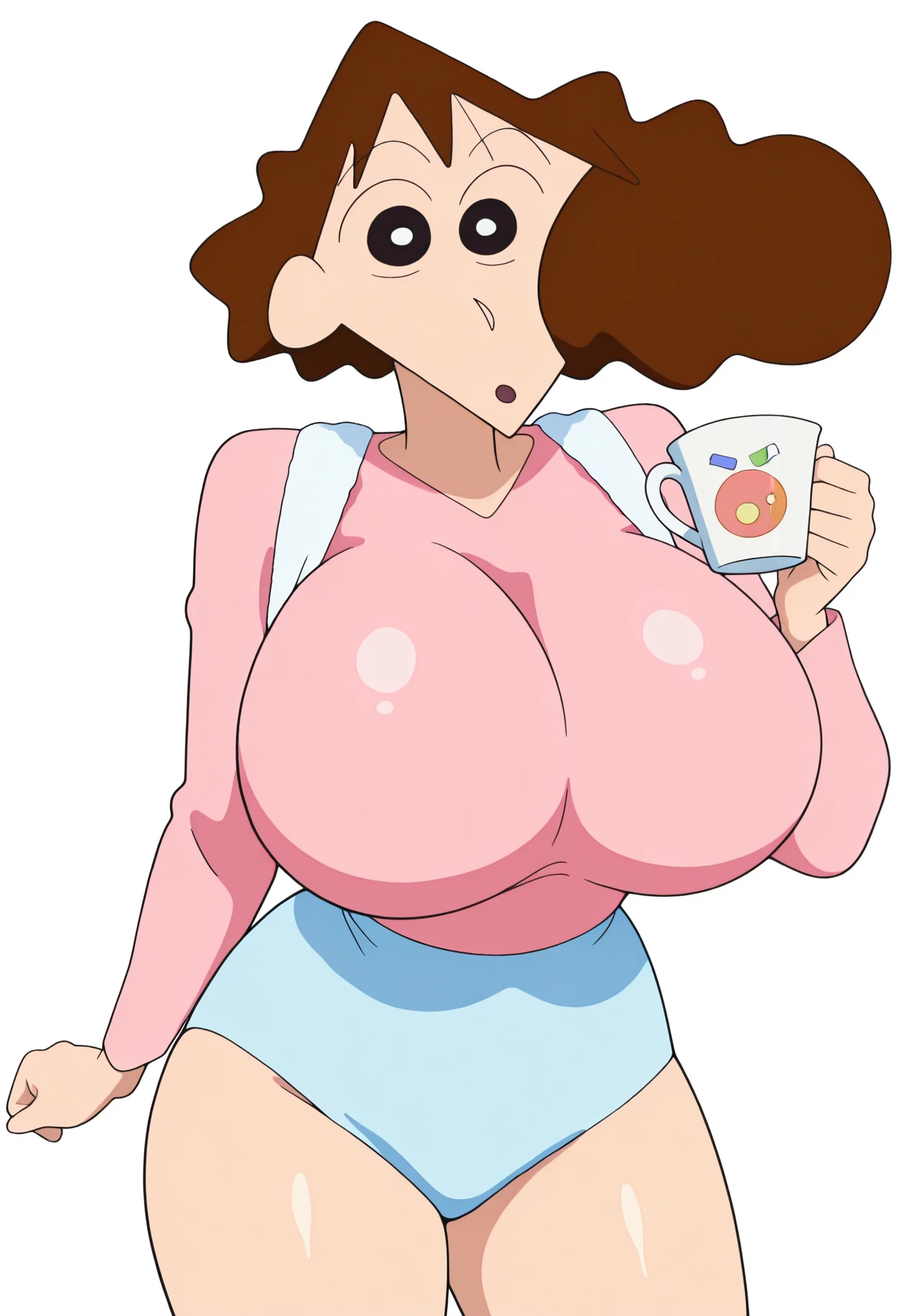 Misae Nohara, (Auntie:1.5), (Mature Woman:1.5), (absurderes, 8K, 4K, masutepiece, hyper extreme detailed:1.2), Best Quality, Perfect Anatomy,Perfect face,High humidity, (Huge breasts:1.7), (A sheer pink nightgown:1.4), (Wet:1.2), (.Alley:1.3), Graffitied wall, Garbage can, Scattered trash, (alone:1.5), (Brown eyes:1.2), (Clothing is revealing:1.2), Exposed shoulders, Torn clothes, Are pregnant, Firm breasts, Upturned nipples, Showing cleavage, Mole on chest, (Thick armpit hair:1.4), (blush:1.2), A kind smile, relief, peace of mind, (maternal:1.3), (Gentle look:1.5), Smiling face, (Outdoor:1.5), (Out:1.3), Thick thighs, Leg socks, High heels, garter belt