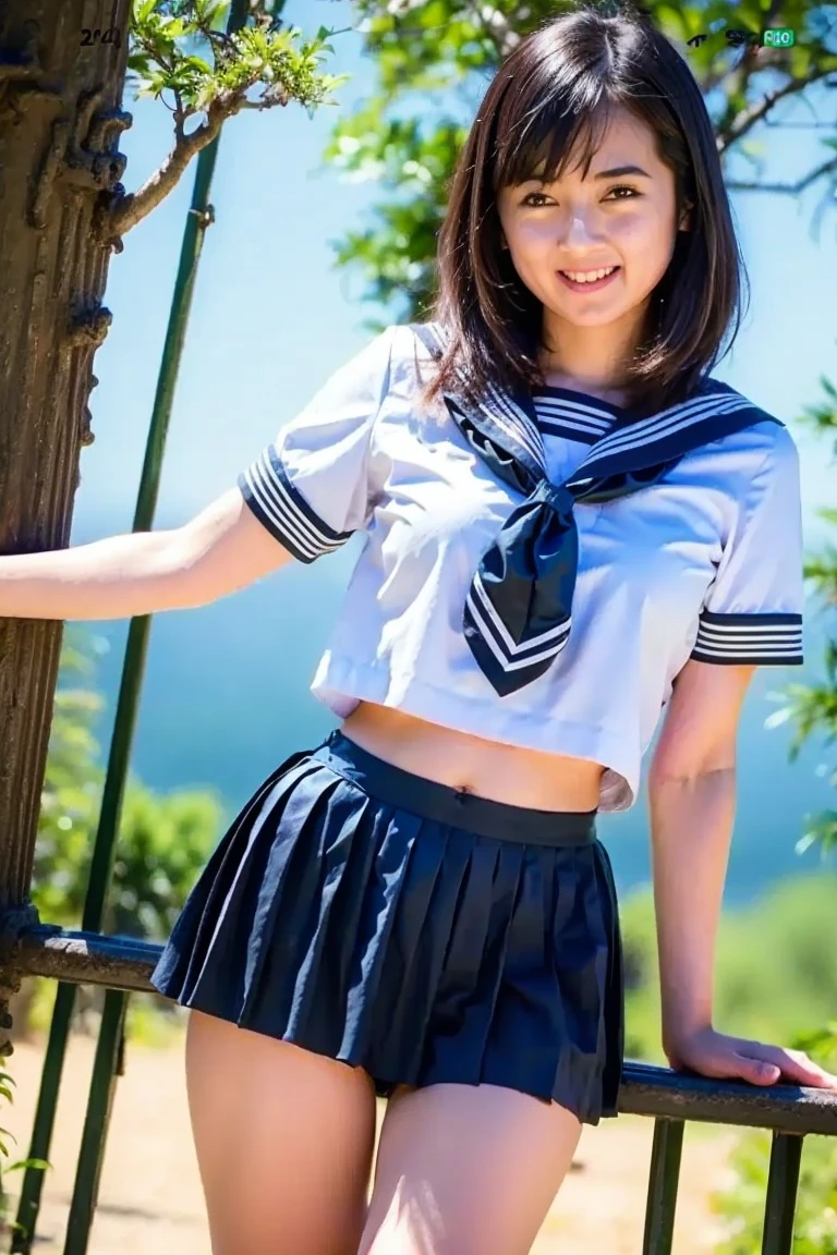 Ultra-high resolution,(reality: 1.4),highest quality, masterpiece, High detail, 16K quality, beautiful, 1 beautiful girl,Japanese,super beautiful face,Baby Face,Japanese idol face,Cute Face,Highly detailed face,Detailed hands,beautiful skin,Sweaty skin,Big eyes,Big smile,Professional Lighting,Medium Hair,Brown Hair,brown beautiful eyes,Sitting with your knees up,Spread your legs,(Skirt flip),(White panties),Medium chest,Sheer white shirt,Open button,(Black check skirt),Knee-high socks,She is looking at the camera,Beach,blue sky,blue sea, Browsing Caution,from the front,Skirt Lift
