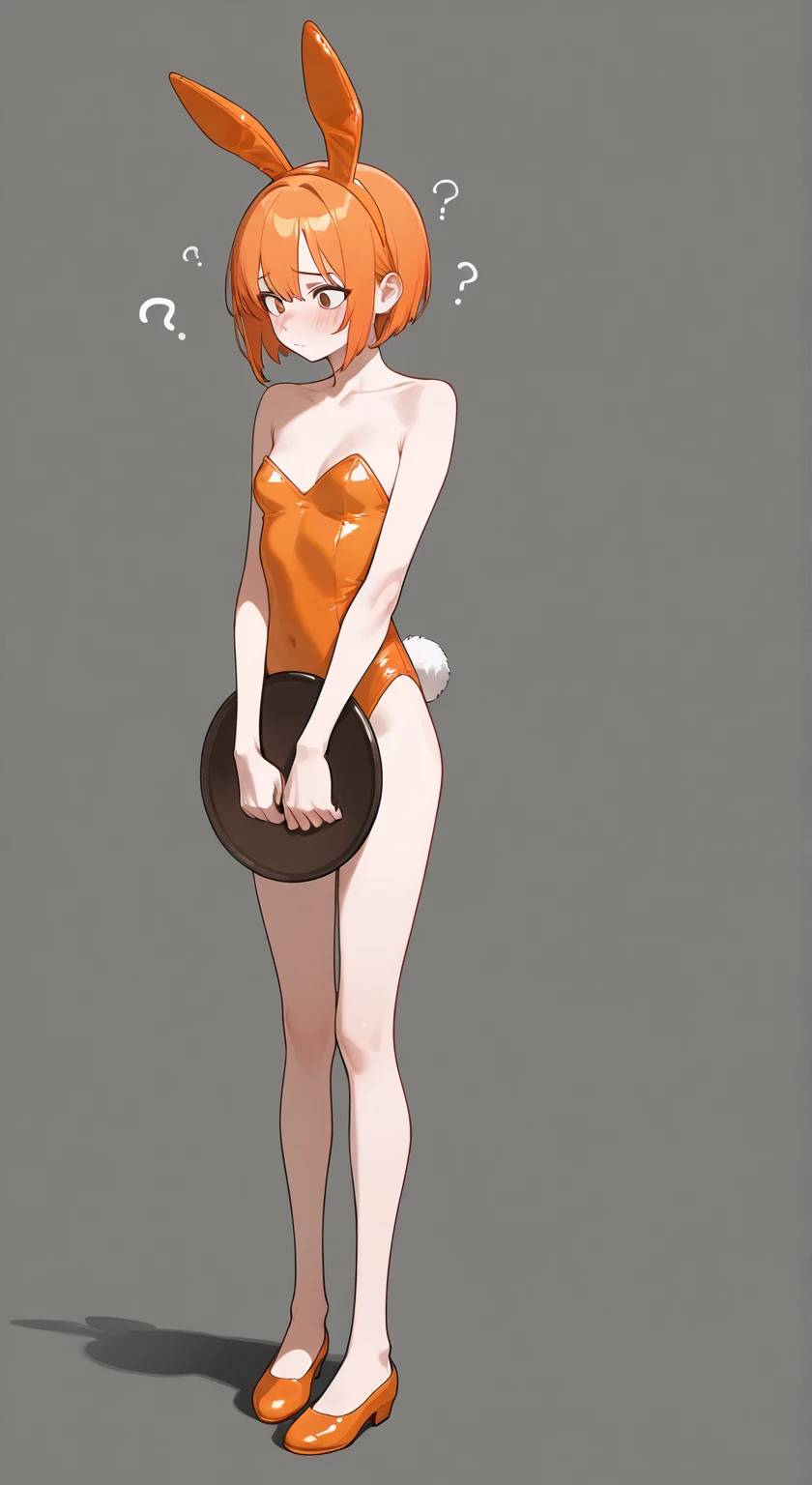 1girl, small breast, bunny suit playboy, standing, cheerful pose, fullbody, standing, blank background, masterpiece, best quality,