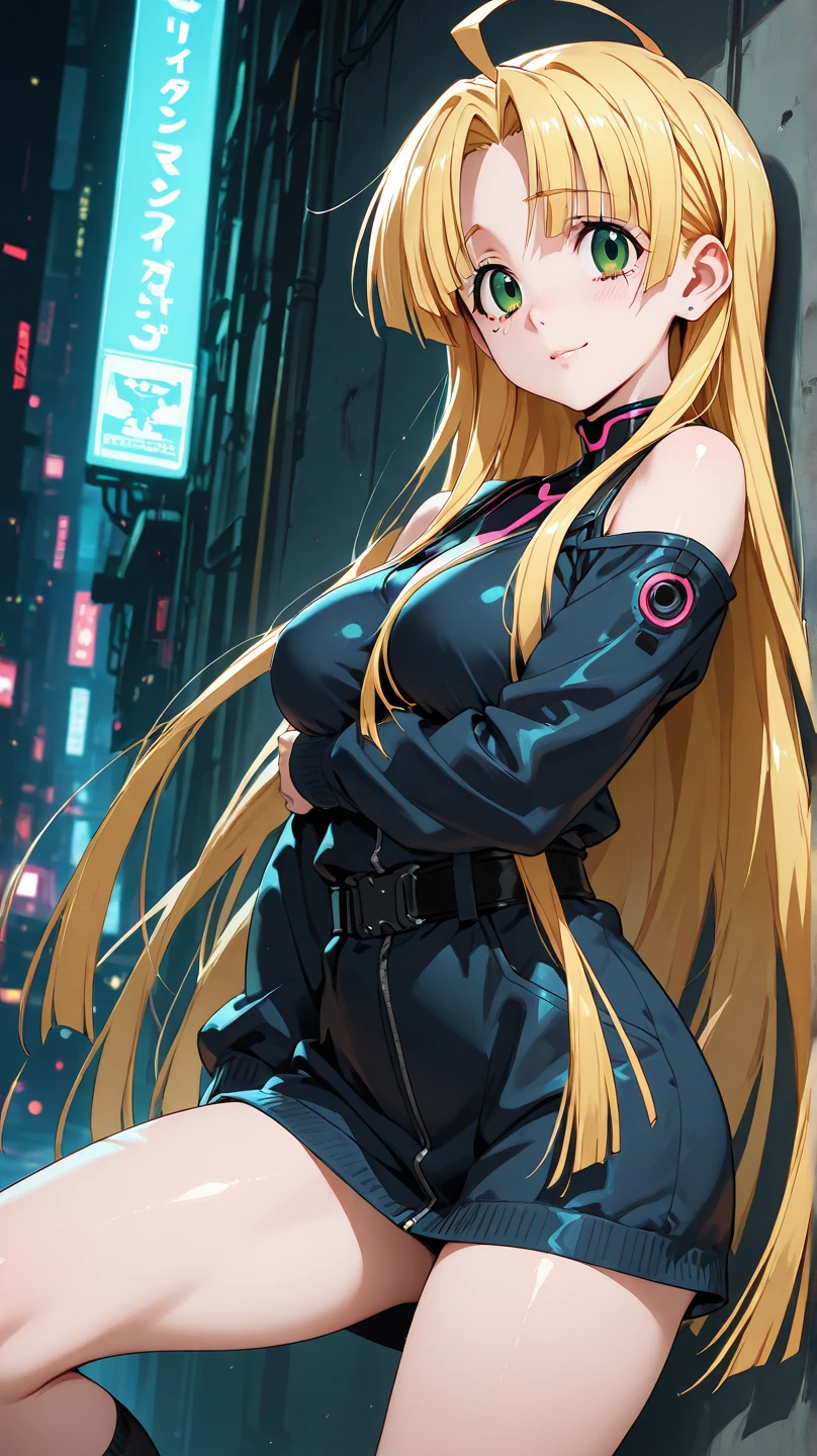 Age 30 years woman, Long blonde hair with pin doll, Wearing left eye patch, wearing a black red white bodysuit, high heels, red nails and eyes, Fall from the top cyberpunk city, looking at viewer, sad, best quality, masterpiece, HD, Full Body, beautiful face, Night sky, variation angle