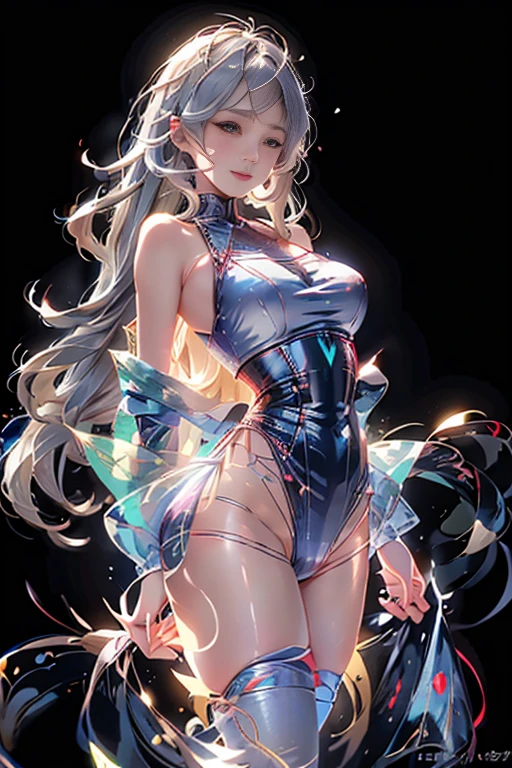 Highest quality、High resolution、Detailed Background、(Beautiful face in every detail:1.4)、Anatomically correct、(Detailed facial expressions)、(Detailed eyes:1.2)、Beautiful women in their 20s、(Highly detailed face:1.4)、(Huge breasts:1.2)、Cute hair colour、Braided long hair、Wavy Hairstyle、well-groomed eyebrows、Cute Eye Makeup、Cute Lip Makeup、Perfect body line、party、Excited、Uplifting、
(Beautiful woman dancing in a holographic laser dress under the lights:1.5)、Dance to the rhythm with relaxed steps to impress.、Eyes that everyone admires、Bodycon Dress、Color is black or red、Navy etc.、It's also a good idea to incorporate glamorous details such as lace and metallics.、Add subtle accents with necklaces, earrings, rings, etc.、very beautiful