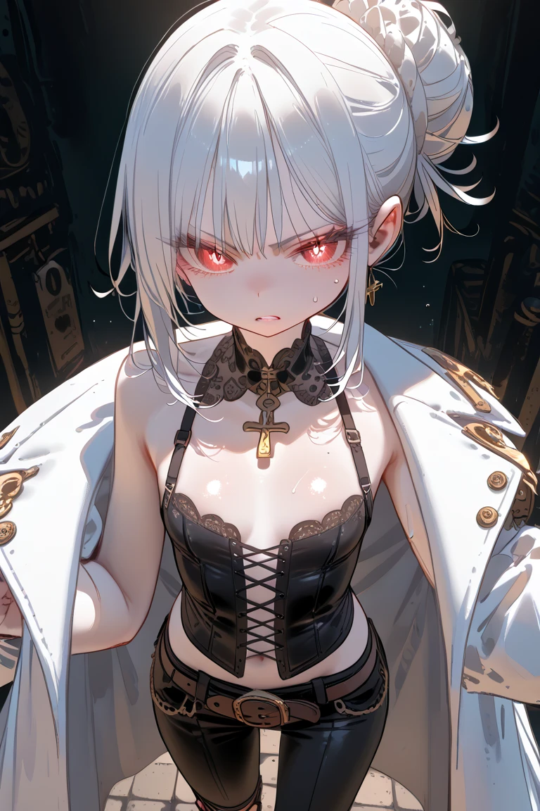 (ruined city), grim reaper, black scythe, robe, absurdres, RAW photo, extremely delicate and beautiful, masterpiece, Best Quality, ultra high resolution, 32k, hyperrealistic, ultra-detailed, detailed description, pale skin, 20 years old, tearful mole, earring, short medium hair, wavy hair, whole body shot,