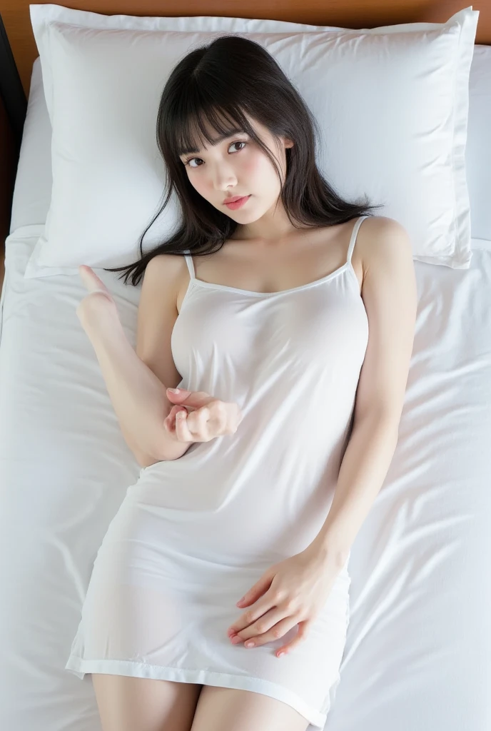 nsfw, (Masterpiece, BestQuality:1.4), (ultra detailed 8k cg:1.2), (High detail RAW color photo:1.2), (professional photograph:1.2), (photo realistic:1.4), depth of field, Lens Glow, Nikon D850, 45.75 megapixels,highest ISO setting of 25600 on a DSLR camera, small aperture size, COWBOY SHOT, (from above:1.5), (fullbody:1.6), (feet focus:1.2),
1 beautiful Japanese girl, 19 years old, supermodel, Japanese Idol, (high detailed cute face:1.4), (high detailed eyes:1.5), (big eyes:1.4), (embarrassed:1.4), (blush:1.2), (blond hair:1.5), (twintails:1.2), (oily skin:1.5), (Large Breasts:1.2), (erect nipples:1.2), (lie on one’s back:1.9), (Relaxed posture:1.2), (arms behind head:1.2), (t-shirt over naked:1.5), (white t-shirt:2), see through,
high detailed background, hotel room, (massage oil:1.5), room light, (moody lighting:1.5), (magazine:1.1)