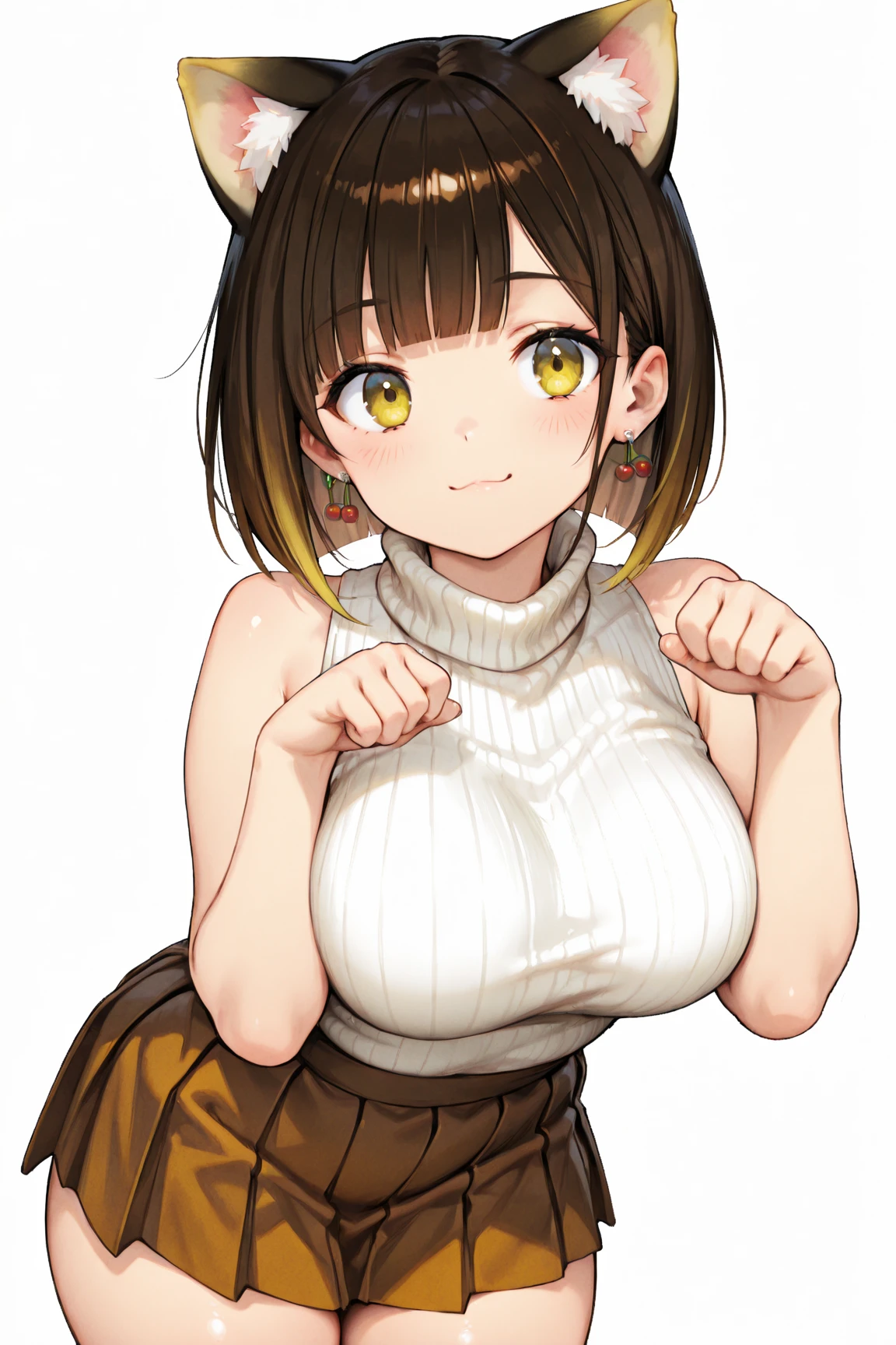 1 girl in、Teenage woman、Brown hair、short-hair、Face of shame、barechested、爆乳、、A white, sticky liquid is applied to the whole body、- Rub your boobs violently with your hands、 Beads、、Detailed body structure、All parts are clearly visible、simple background、Anime style