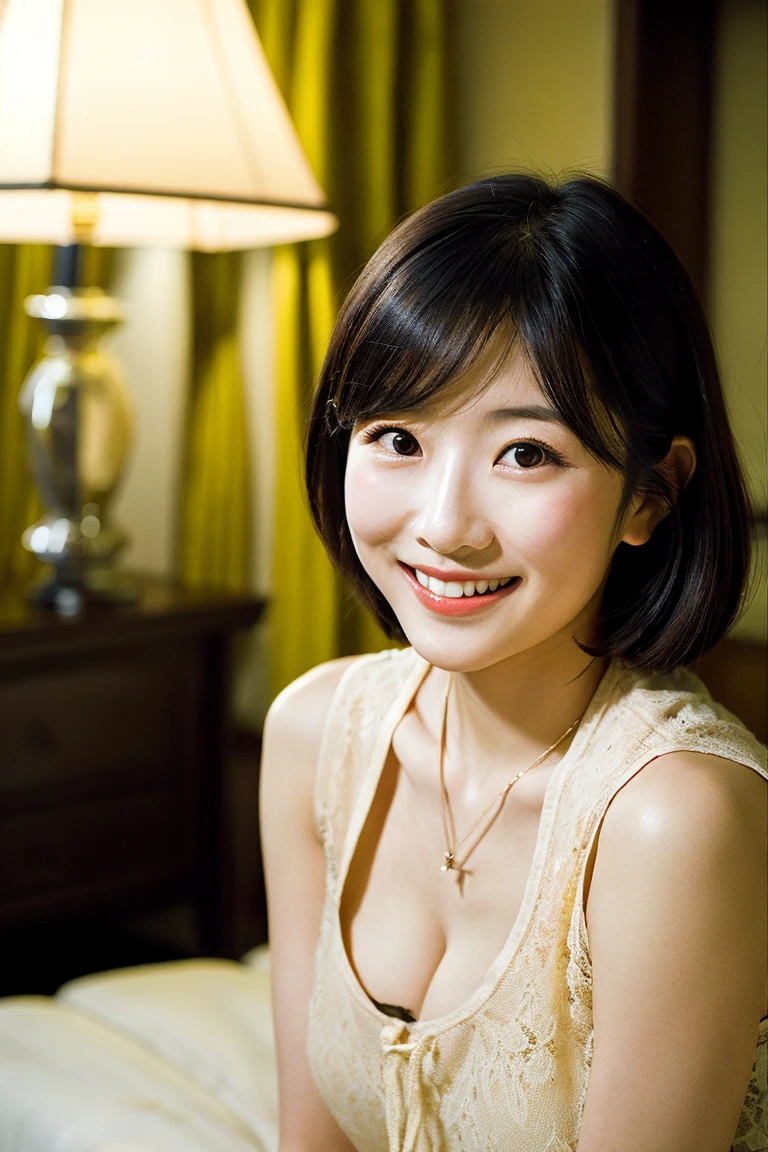 masterpiece,best quality,(Japanese ),((Beautiful girl)),cleavage,indoor,(perfect body beauty:1.2),(shy smile),beautiful teeth,