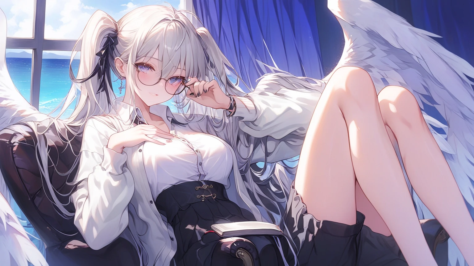 masterpiece, best quality,anime style, 1 girl,(((slender body))), (((small breast))),(((hot pants, white tanktop,red tie,glasses))),(((((a gorilla man grabbing the girl))))), ((((restrained, arms behind back)))),((((cum)))), (beautiful face), (((long hair))), (((straight hair))), ((((silver hair)))),detailed beautiful skin, (perfect hands, perfect anatomy)