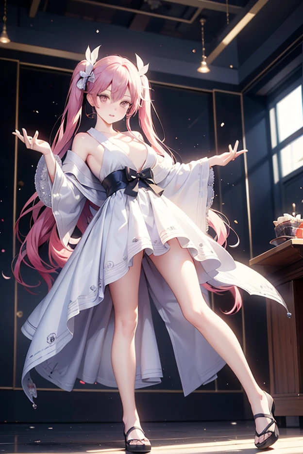 (high resolution, full body, soft skin:1.2),(best illustration,masterpiece:1.2),ultra-detailed,[(cat ears ,pink inside:1.2),vivid colors,sharp focus,portrait,studio lighting,bokeh, wearing a santa uniform and hat, white background