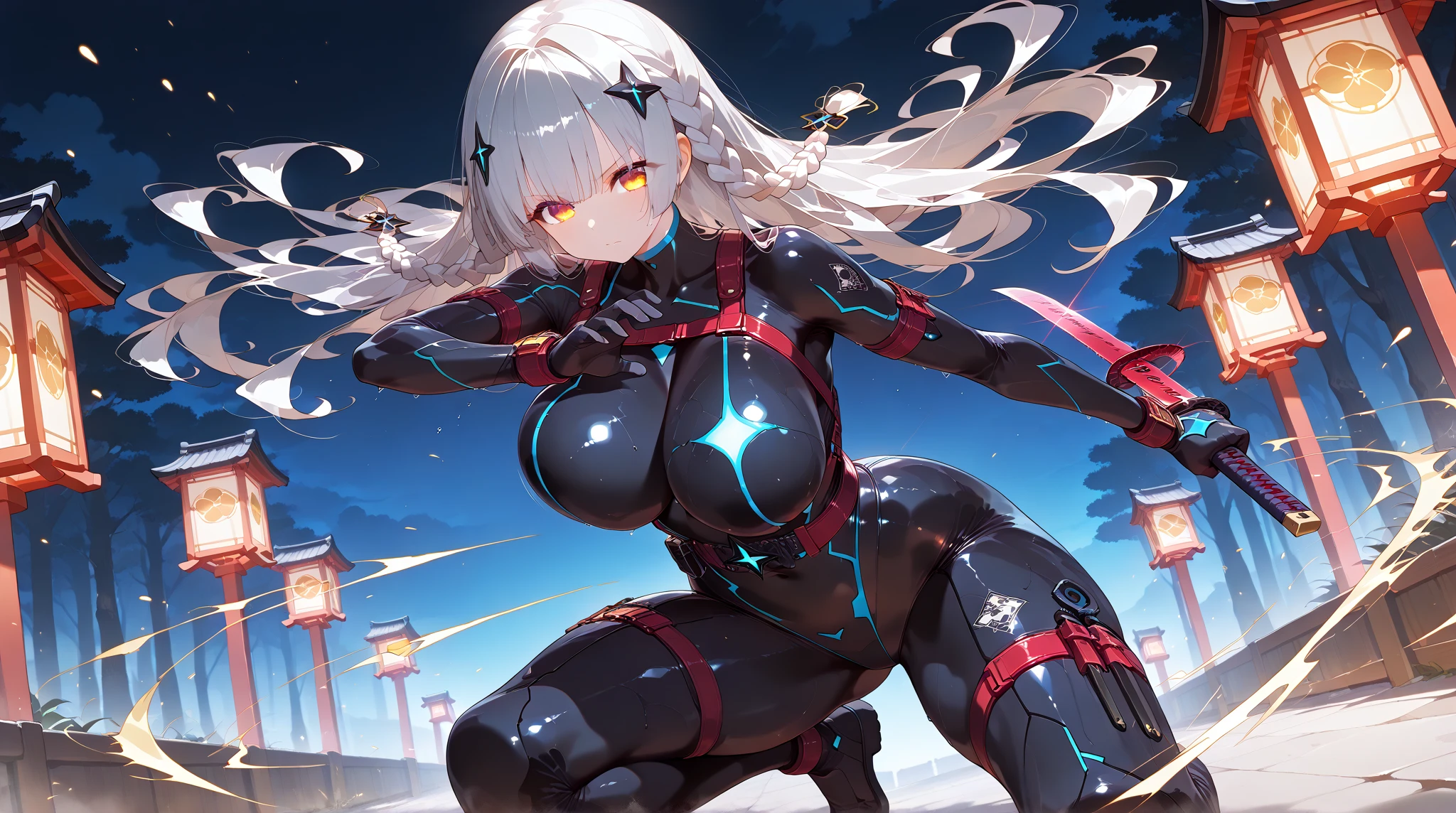 (Ultra flat, Flat Shading), Honors Type, Really blushing, 17years old, high school girl, Wearing a checkered pleated mini skirt, Short cut Colorful Gradation hair,(Glasses),Sweaty healthy body, ((cyber punk))(SF body suit,Futuristic and sci-fi headphones,high heel long boots)Gun holder on the thigh,mechanical headphone,shed tears,ornament,weapon human,She has a futuristic sci-fi big rifle in her hand,Mesgaquismiles, ((very very big butt))((Panties are visible))((lace lingerie,Shiny satin golden panties))((full back panties:1.2))(from behind)(ass focus)((from below)), Ultra-realistic, early morning, Breeze Skirt Lift, (Spread your legs:1.0),(You can see her pubic hair sticking out of her panties)
Blake
Captured in mid-stride, a lone figure emerges from the smoldering ruins: a young female cyborg with piercing blue eyes and striking white hair, clad in a futuristic black and red battle suit. ((Very very big breasts, J cup bra))(Wide Hips:1.1)The desolate alien battlefield stretches behind her, littered with twisted metal and shattered debris. Her gaze is fixed ahead, eyes blazing with determination as she surveys the devastation,