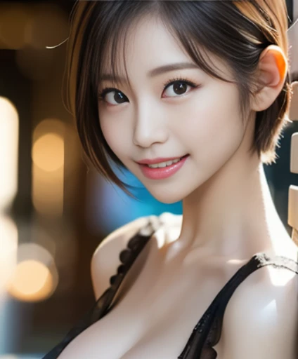 8k,Highest quality,(masterpiece:1.2),(Realistic),(Realistic:1.37),Ultra-high resolution,1 female college student,city,smile,Beautiful Eyes,(((leotard))),Big Breasts,Perfect body,Perfect Fingers,Professional Lighting,gravure,Detailed face and skin texture,fine grain,RAW Photos