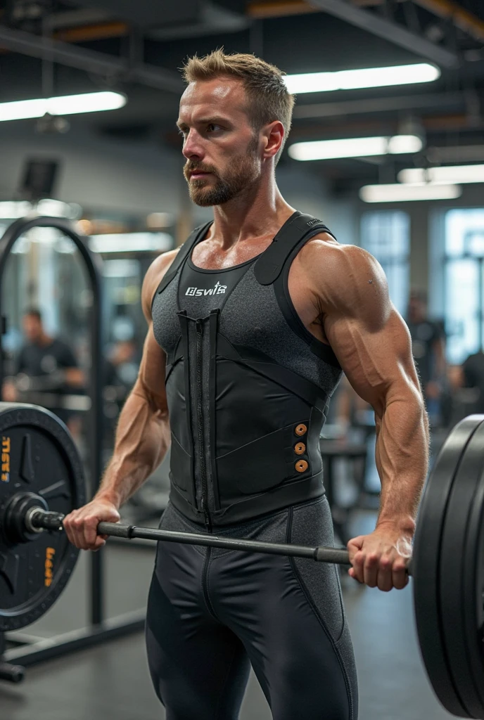 (Muscular:2), (thick thighs:1), (large muscular chest and shoulders:1.5), FEMALE, brown hair, long brown hair, (big smile:0.9), (wearing a tight blue short sleeve Polo shirt and skirt:1.5), looking at viewer, (three quarter view:1.2), upper body view, (school classroom:1.5), dark lighting, detailed skin, detailed eyes, (dark skin:1.3), (huge round muscles:1.8),