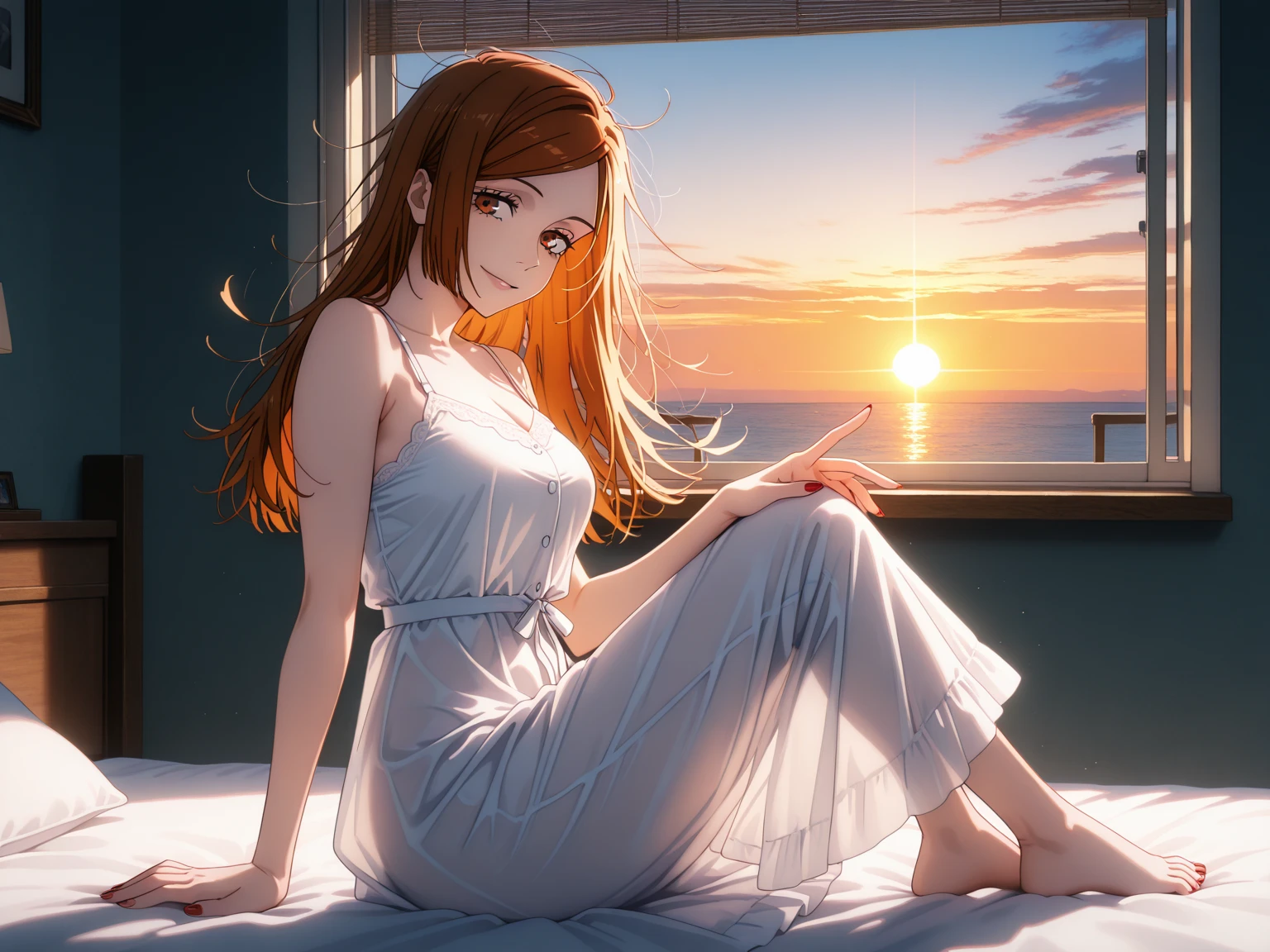 ((Highest quality)), ((masterpiece)), (detailed),(Perfect Face),lofi sunset relax