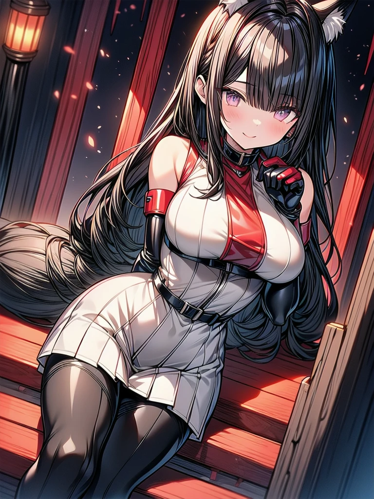 (white background:1.4), (Full Body: 1.2), 1girl, official, green eyes, love in eyes, double ponytail, bow hairpins, blushing, shyness, drooling, rolling eyes, white bow tie, maid outfit, long sleeves, miniskirt, big breasts
