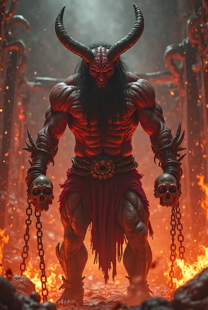 Demon. red skin. Tail. Forked tongue.