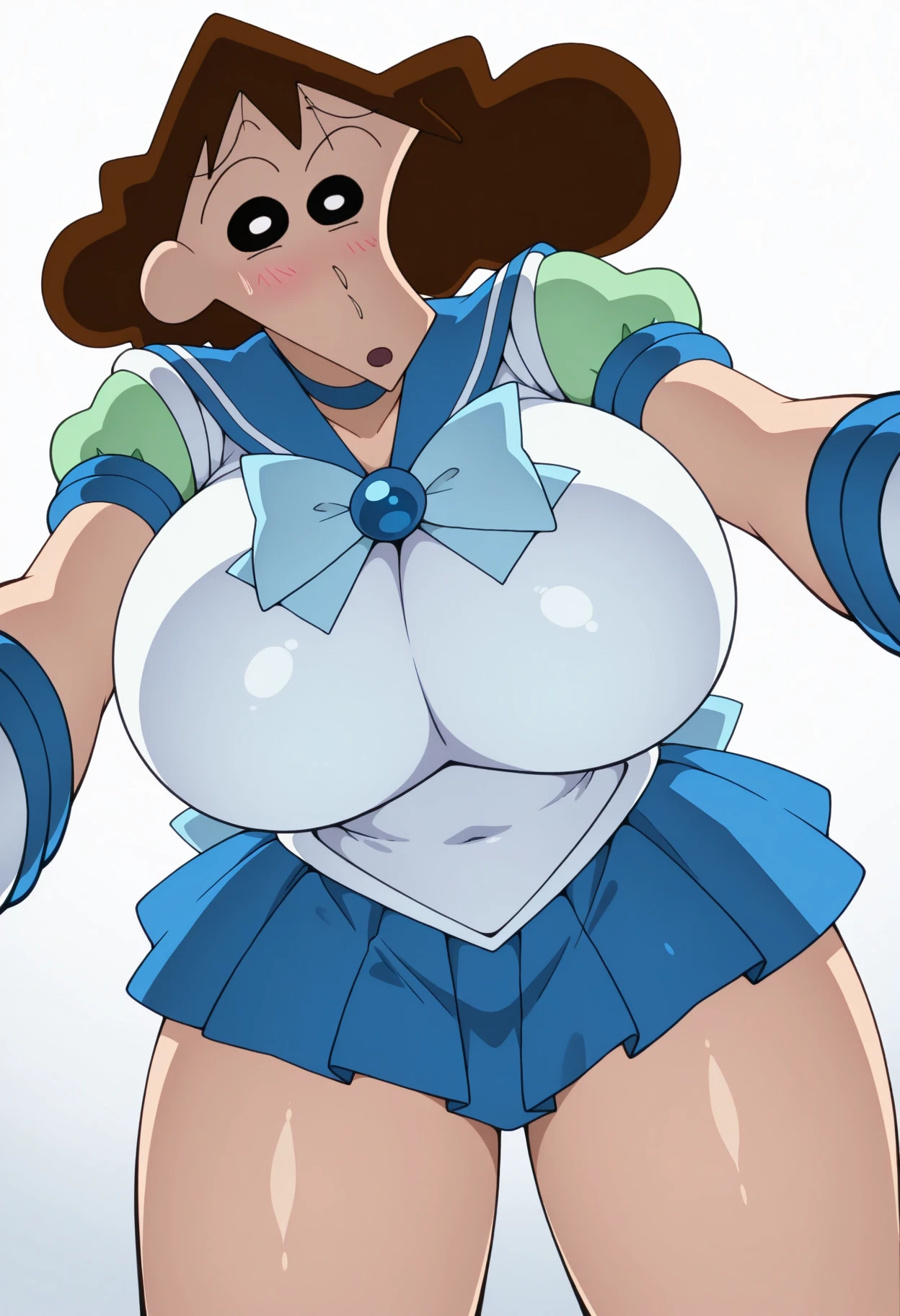 (Full Color:1.2)　Bathroom　Her large, protruding breasts were exposed.　big ass　naked　Sophisticated, Cute and beautiful busty female teacher, Glamorous Body, Huge nipples, Sailor Mars　Erect extra large nipples、Dark pink nipples、Lumps or wrinkled areola、Huge breasts with huge erect nipples　The whole body is thick、Abdominal muscles　naked、Realistic、The skin, especially on the chest, is now more realistic..　pubic hair　Armpit hair　Nasty lips　Fishnet tights　choker　Full Colorの全nakedSailor Mars　Big nipple play　Sailor Pluto　Intense Sex