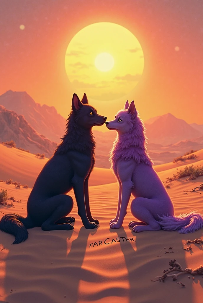 Masterpiece, High quality, best quality, best details, anime artstyle, 2d lineart, anime 2d lineart, Furry, protogen, white fur, fluffy fur, yellow ears, yellow eyes, shark tail, big breast, big hips, female proportions, big nipples, a dark desert and sands on background, naked pussy, white fur, astral desert, pussy in sand