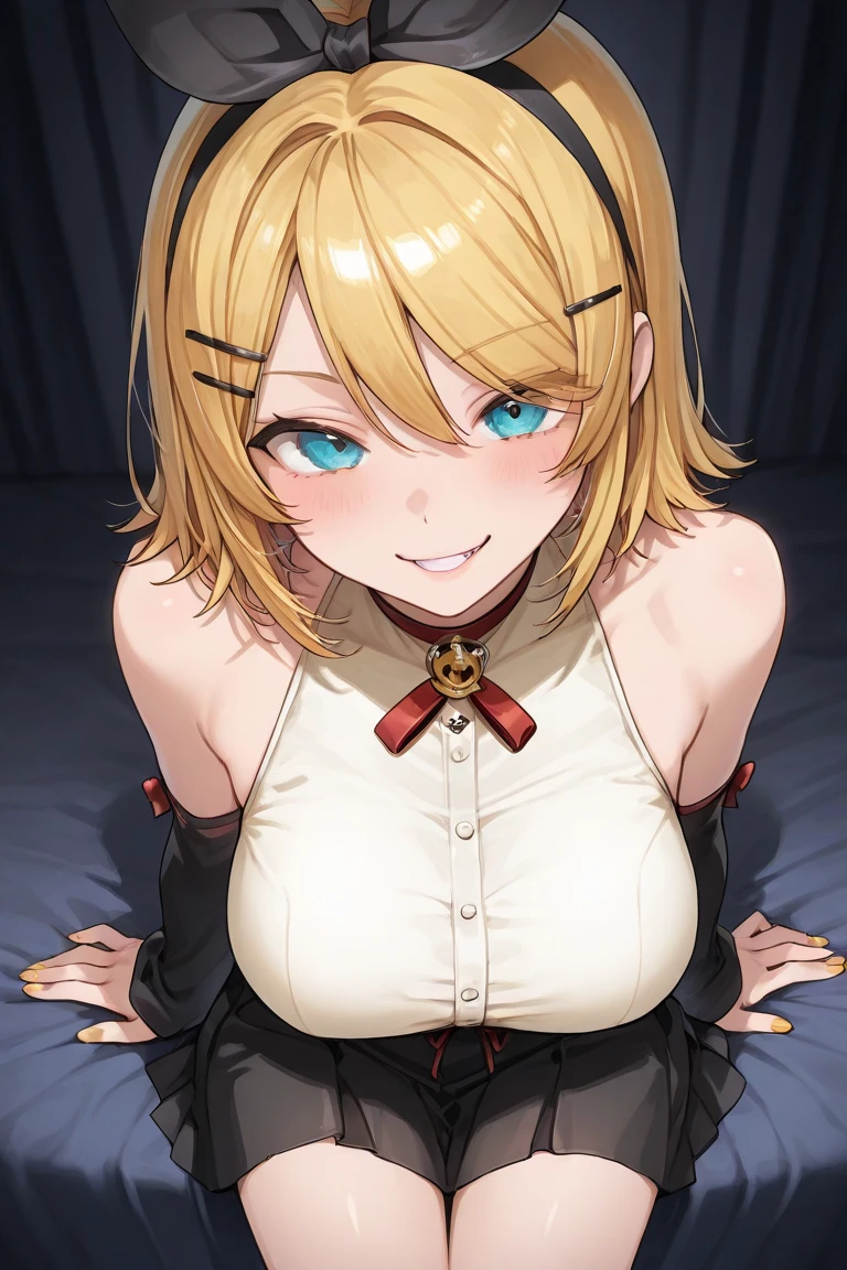 nsfw,master piece,anime style,bust shot,1 female,large breasts,short hair,seductive smile,topless,pov,1 boy, penis,breasts blowjob,paizuri,press breasts together,put hands chest,penis is between breasts,penis in breasts,breast squeeze