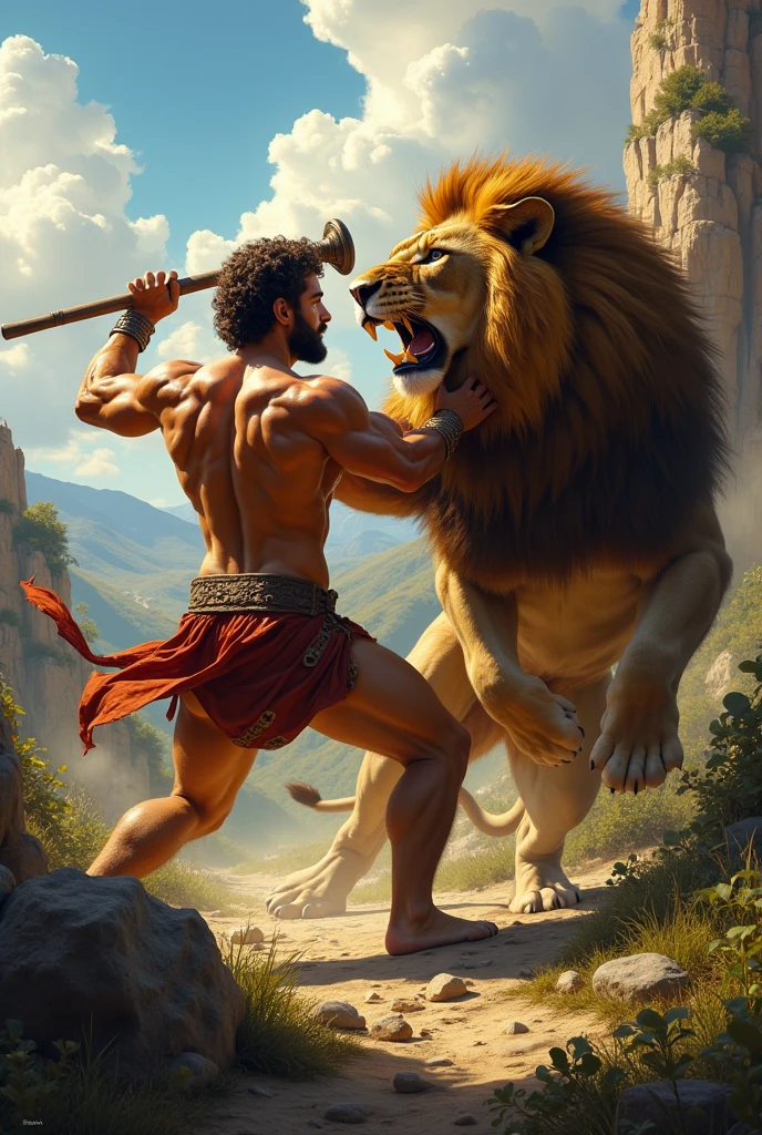big voice fighting with a lion