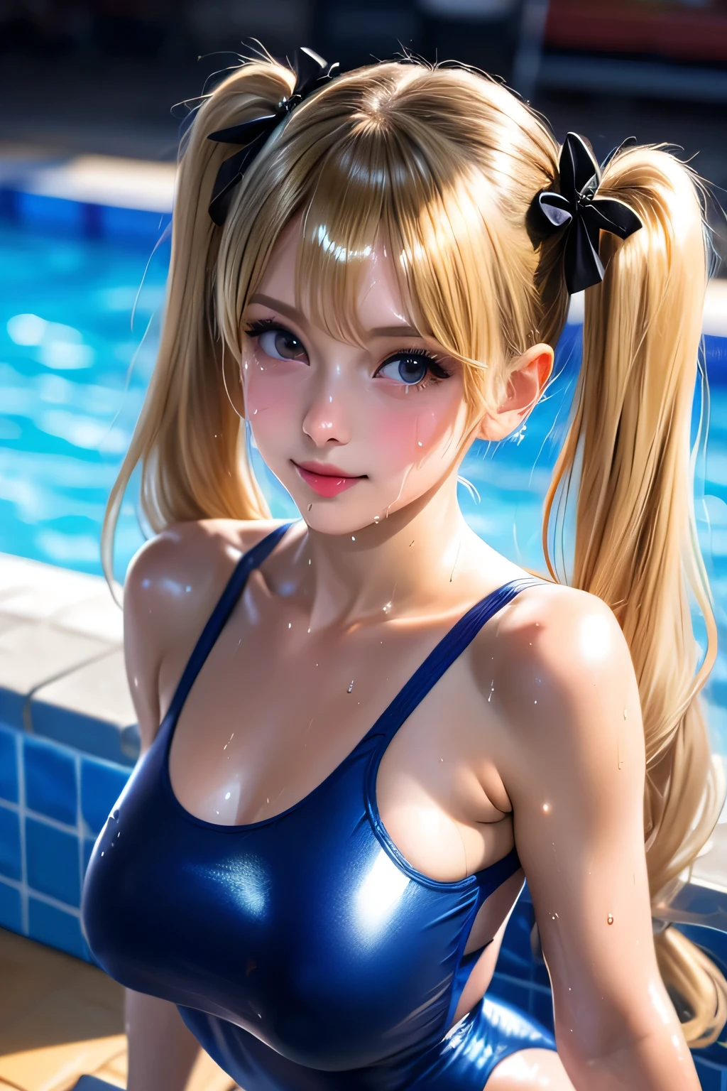 8K,highest quality, table top, Super detailed, 超A high resolution, realistic, Raw photo, absurd, absolute resolution, 1 girl, alone,young beautiful japanese woman, super cute face, luxurious appearance, big breasts , smile、 double eyelids in both eyes, natural makeup, long eyelashes, Shiny and smooth light brown long bob hair, asymmetrical bangs, shiny skin, center image, High resolution, high detail, detailed hairstyle, detailed face, great movie lighting, Super realistic, perfect limbs, perfect anatomy、very big o cup breasts、well-shaped chest 、silky shiny skin、sexy,very beautiful nice face、Cute gorgeous face、gorgeous blonde silky hair、pale blue eyes、Bangs swaying in front of the face、A beautiful and cute 20-year-old woman、big and full breasts、she spreads her legs wide and flaunts、very big breasts、Plump、super glamor、Are fat、bigfoot、big body、Chubby、beautiful thighs、Chubby weighs 120 kg、Fat guy、nude、Showing her big ass、crawling on all fours、beautiful butt、I'm showing my ass here,school pool、clear water、clear water、luxury pool、hotel pool