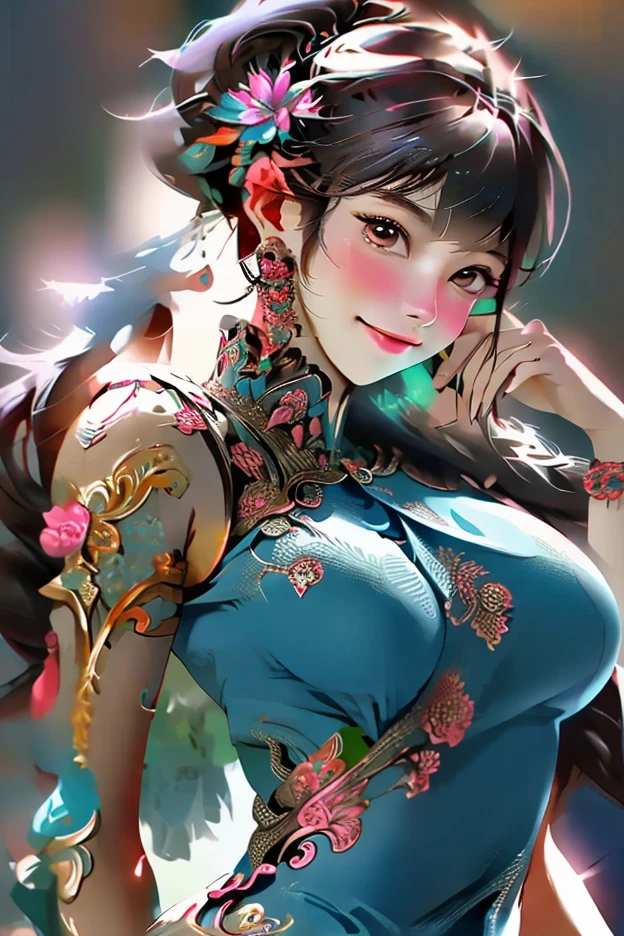 ((Ultra detailed, best resolution, best quality, insane amount of detail)) ((art nouveau mixed with anime)), high contrast colors, intricate details, --ar 1:1, cinematic composition.
A close-up, beautiful woman, sweet, black hair, long straight hair, dominant, brown eyes, dominant eyes, eye contact, sweet, adult, thick eyebrows, shy smile, black eyeliner, romantic, tall, model, posing. Intense and evocative in the retro Japanese anime style of the 80s and 90s of a college student.
Intricate details, insanely detailed, hyper maximalist, extremely detailed with rich colors. Masterpiece, HDR, UHD, unreal engine. 8K ultra detail, 8k Ultra HD. A digital illustration of the anime style, small smile, luminism, 3D rendering, octane rendering, cinematic, incredible colors.