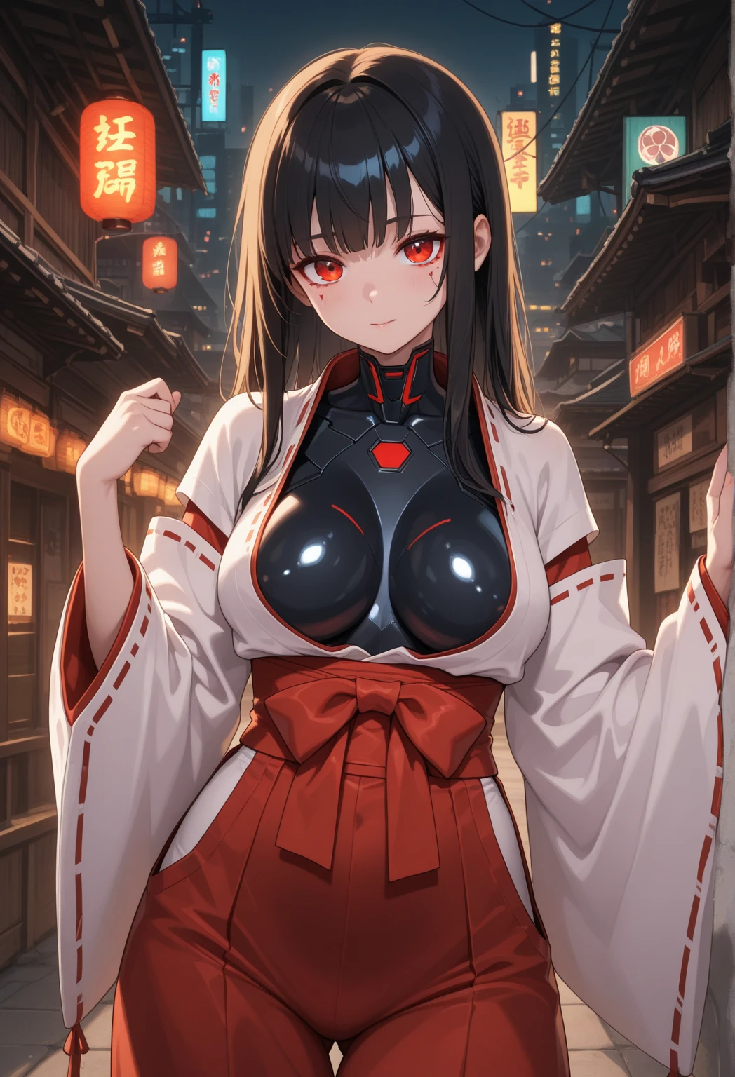 1 woman, ((detailed eyes:1.2)), wearing transparent miko outfit, nsfw, sexy, sensual, sleeveless, sideboob, masterpiece, top quality, best quality, official art, beautiful and aesthetic:1.2), extreme detailed, colorful, highest detailed