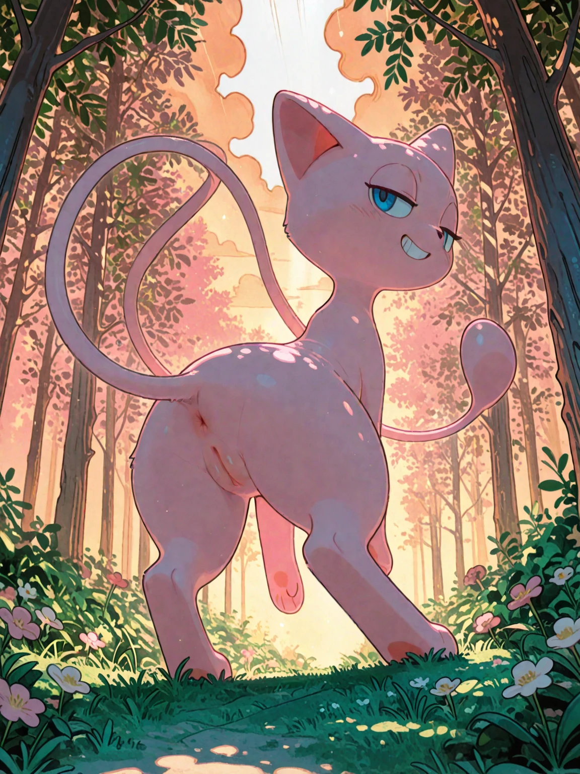 mew, \)pokemon\), pink_body, wrinkly, really_glossy_skin, (clear_coating), tiny_breasts, female, (by slugbox), (by shikaro), (by Inno-Sjoa), (by asaneman), [by Vksuika], bottomheavy, slightly_chubby, ((extremely_broad_massive_hyper_wide_hips))), (prominent_wide_thigh_gap_1.5) small_butt, visible_large_anus, ((extremely_massive_plump_Hyper_pussy)), skinny_digitigrade_legs, pointed_paws, cat_tail, (perfect_eyes), sexy, aroused, (1080p), (best quality), (masterpiece), digital_art,