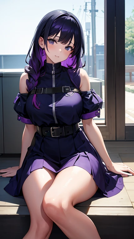 masterpiece, best quality,KFC, 1 Girl, Bangs, only_Shoulder, skirt, breast, Gloves, Jewelry, Large target_breast, long_hair, long_sleeve, Pantyhose, purple_Eye, purple_hair, shirt, Solitary,Viewer,sunglasses,Bikini, (sun, cloud,A renaissance city by the water,outdoor :1.1),Rendering in Blender((Isometric)),