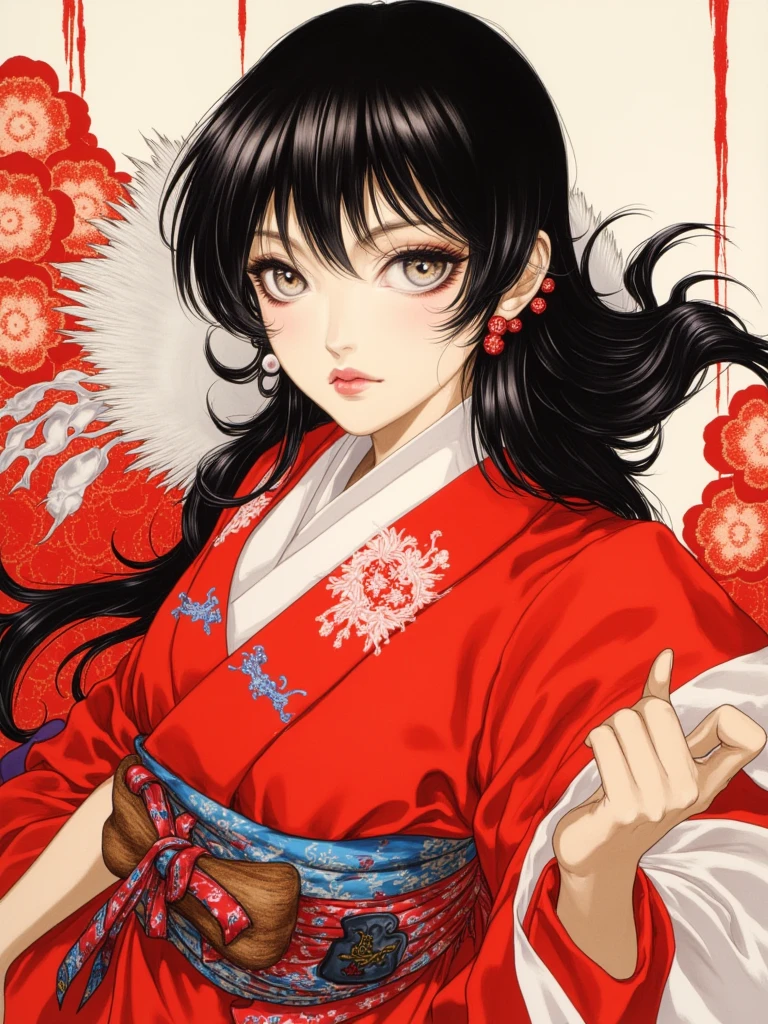 Beautiful 15 year old Chinese Kung Fu girl princess with short black hair Gorgeous embroidery, Ultra glossy, She is wearing shiny red long sleeve floral pajamas.... She is made to lie down on a red enamel futon, her red pants are forcibly removed, and her pubic hair is shaved with a razor.