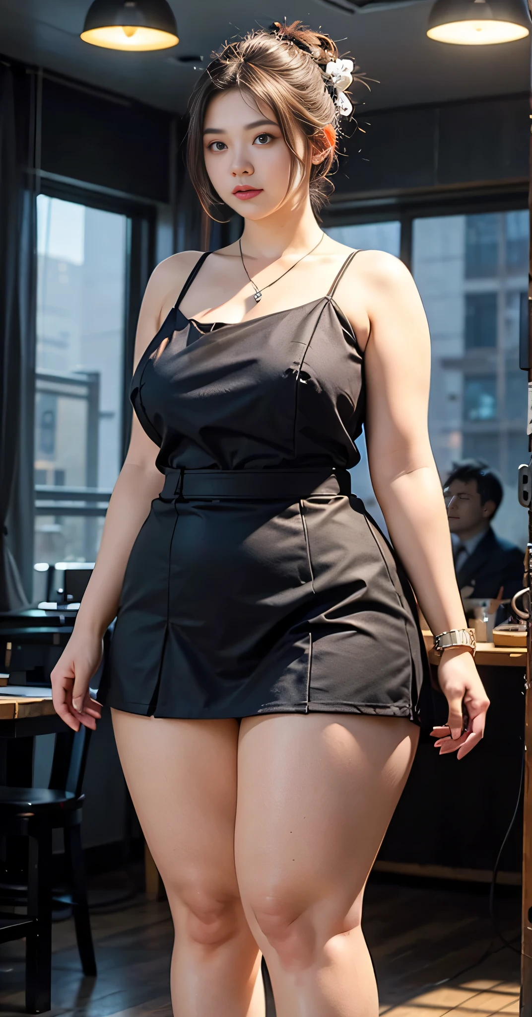((masterpiece)),(((highest quality))),((Reference Sheet, Character Design, in front, looking at the viewer , girl with glasses~ ~ in fron to camera, Mr..々Hairstyle, Mr..々Performance, Facial Expressions)), 30-year-old mini vestido ajustado con una copa, big tits, Cute type, (curvy:1.4), (normal ass:1.4), Realistic buttocks, Big Breasts, big , normal thigh, Long legs, It's not a big deal, ((High quality fabric, mini vestido ajustado , panties, zapatos negros), ((holding a glass cup:1.0)) drinking wine from a glass