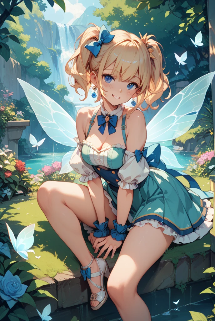 (8k, RAW photo, best quality, masterpiece, highres, absurdres, ultra detailed:1.3), (Photography, realistic, photo-realistic:1.4), (beautiful natural lighting, beautiful deatailed shadow, beautiful detailed glow :1.4), atmospheric,
BREAK, 1 beautiful girl, girl, (cute:1.5),(Little:0.5),(cute:2.0),(change:2.0),(12 year old girl),(big breasts:1.65),(chin hair,blonde,blue bow,green eyes,Eyebrows visible through the hair,side lock,long hair with bangs parted, hair flower, hair ornaments, big ribbon in hair, curly hair, ponytail:1.6),:he, white feathers, one thin white wing, Ang he wings, spread,(smile,blush:1.45) , //Character
1girl,
BREAK
//Fashions
Urban Fairy Tinker Bell Look
This urban take on Tinker Bell’s style is perfect for a modern fairy, The outfit starts with a fitted green crop top with subtle glitter accents and a sweetheart neckline, It pairs with a high-waisted, A-line mini skirt that features a layered, petal-like design in varying shades of green to mimic leaves, The outfit is complemented by a lightweight, sheer green cardigan with bell sleeves for a touch of whimsy,
BREAK
Accessories include strappy green sandals with tiny, sparkling details, a delicate gold chain belt, and small, detachable fairy wings that can be worn on the shoulders, To complete the look, add a charm bracelet with miniature fairy-themed charms and a flower crown with a mix of green and yellow blossom BREAK, in a (wariza,sunflower field:1.5) that has a blue sky and white clouds as the background, with a (bright and warm) atmosphere that suits their relaxing purpose, BREAK,and add some (sparkles and sun rays:1.3) to make it more vivid and lively,(maximum:1.5),(panoramic superb view:1.5),(gust blowing through:1.2)cute panties,perfect human anatomy,
BREAK wakame,wakame,wakame,(cowboy shot,from below:1.4), BREAK manga illustration.media,manga style,(ultra rich intricately proper sketch+pastel+airbrush+colored pencil:1.1),(ultra highres composition details:1.2),(water color:1.15),