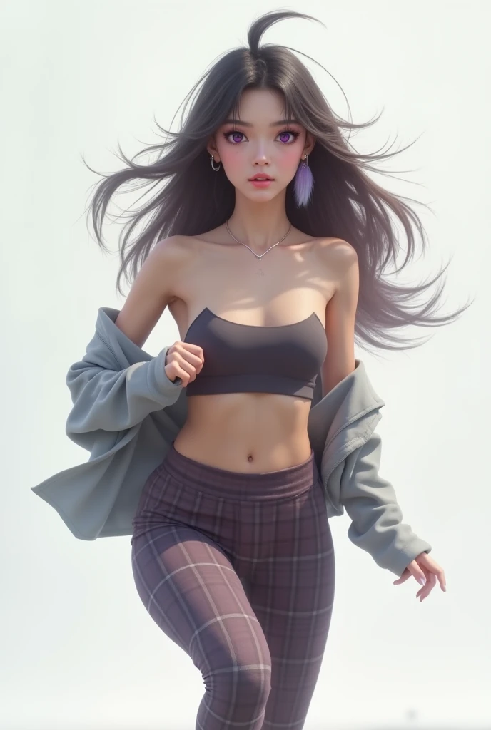 ((Realistic lighting, Best quality, 8K, Masterpiece: 1.3)), Clear focus: 1.2, 1girl, Perfect Figure: 1.4, Slim Abs: 1.1, ((Dark brown hair)), (White crop top: 1.4), (Outdoor, Night: 1.1), City streets, Super fine face, Fine eyes, Double eyelids, (aheago:1.5)