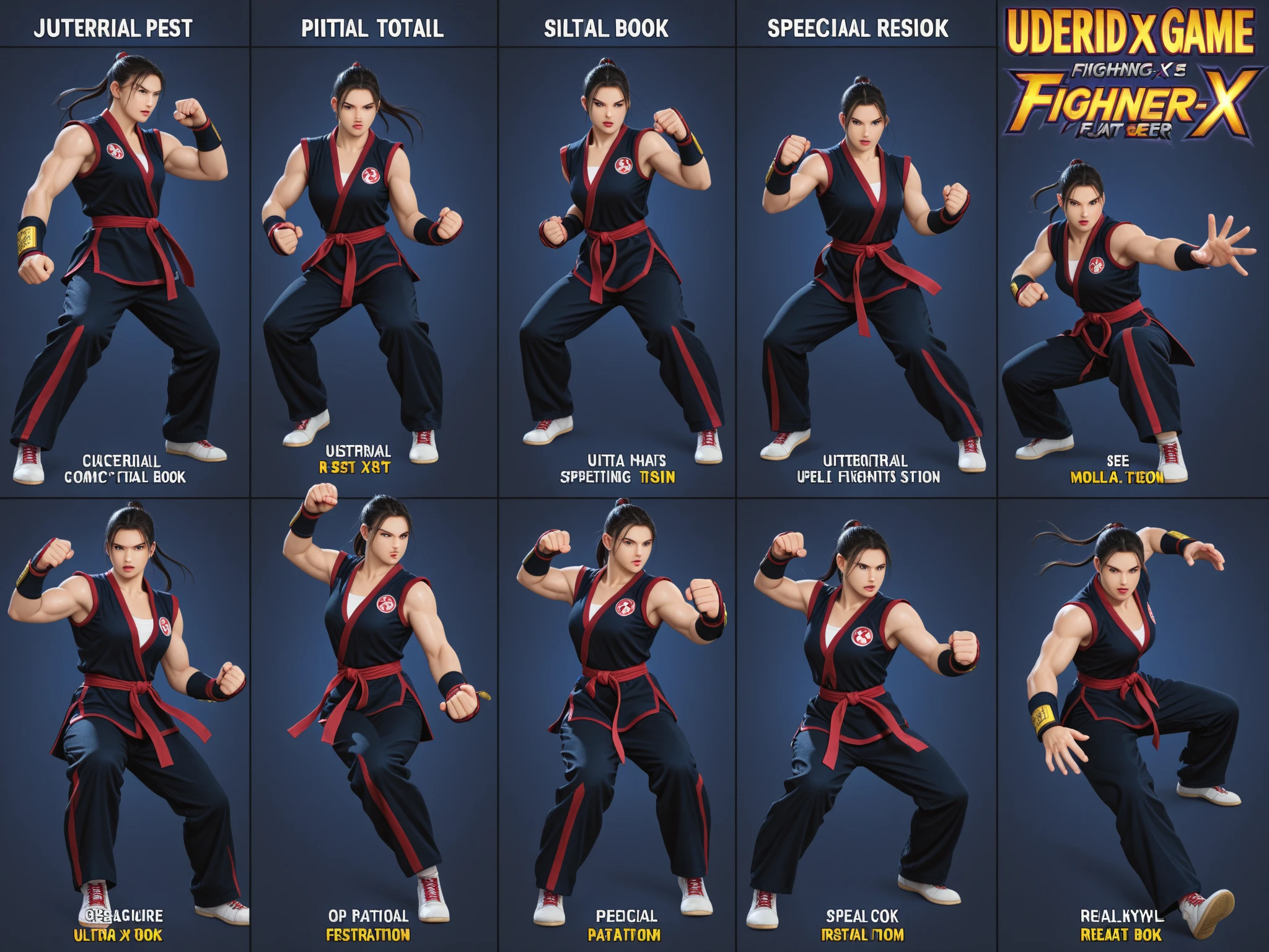 1 Personagem para jogo de luta estilo Street Fighter, King of Fighters, Tekken, Virtua Fighter. 1Lutadora mulher, Cicatrizes, pose de luta, shinobi, cabelo com dreads, mulher negra, kunoichi, garota ninja.