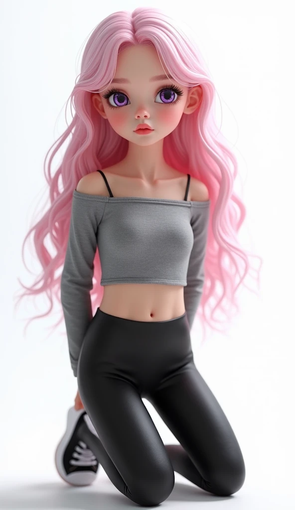 ((Best Quality, 8K, Masterpiece: 1.3)), Full Body, Focus Clear: 1.2, Outstanding Beauty: 1.4, Slender Abs: 1.2, ((pink hair, Big breasts: 1.2)), Black Tank Top, blue panties, Highly Detailed Face and Skin Texture, Detailed Eyes, Double Eyelids, topless Barbie