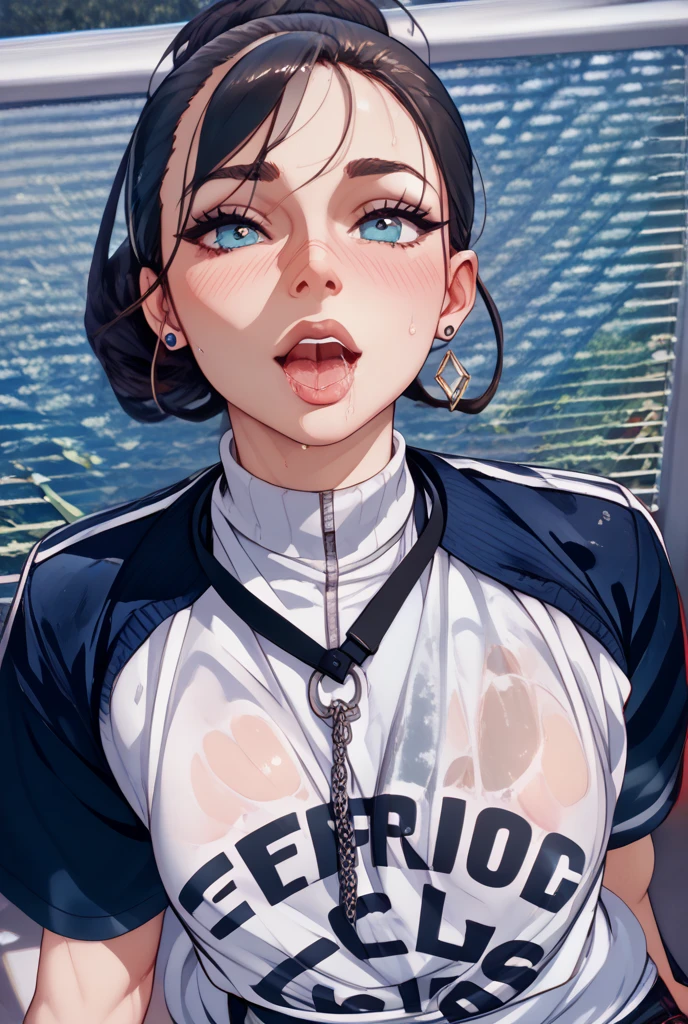 (masterpiece:1.3), (8k, Realistic, RAW Photos, highest quality: 1.4), Absurd, Charm, Ultra-high resolution, Ultra-realistic, Very detailed, Golden Ratio, (Realistic), (Best Shadow), Low contrast, (Complex:1.4), Side lighting, 8K, Beautiful Face, (Realistic Face), Beautiful hairstyle, Realistic eyes, Beautiful fine details, (Realistic Skin), Beautiful Skin, (One girl), ((Hailee Steinfeld, Kate Bishop)), (Accurate hand and finger depiction), ((Black hair ponytail:1.4)), ((Hollow Eyes)), (Frowning), ((Mouth open:1.3)), Flushing, (Sweat), NSFW ((fellatio)), ((Giving a blowjob)), (Blowjob face), deep throat, ((cum on face:1.2, cum on mouth:1.1)), BREAK (1boy, 1penis:1.0), real penis, ((Thick penis:1.0)), (projectile cum:1.3, excessive cum:1.4), ((Bust Shot))