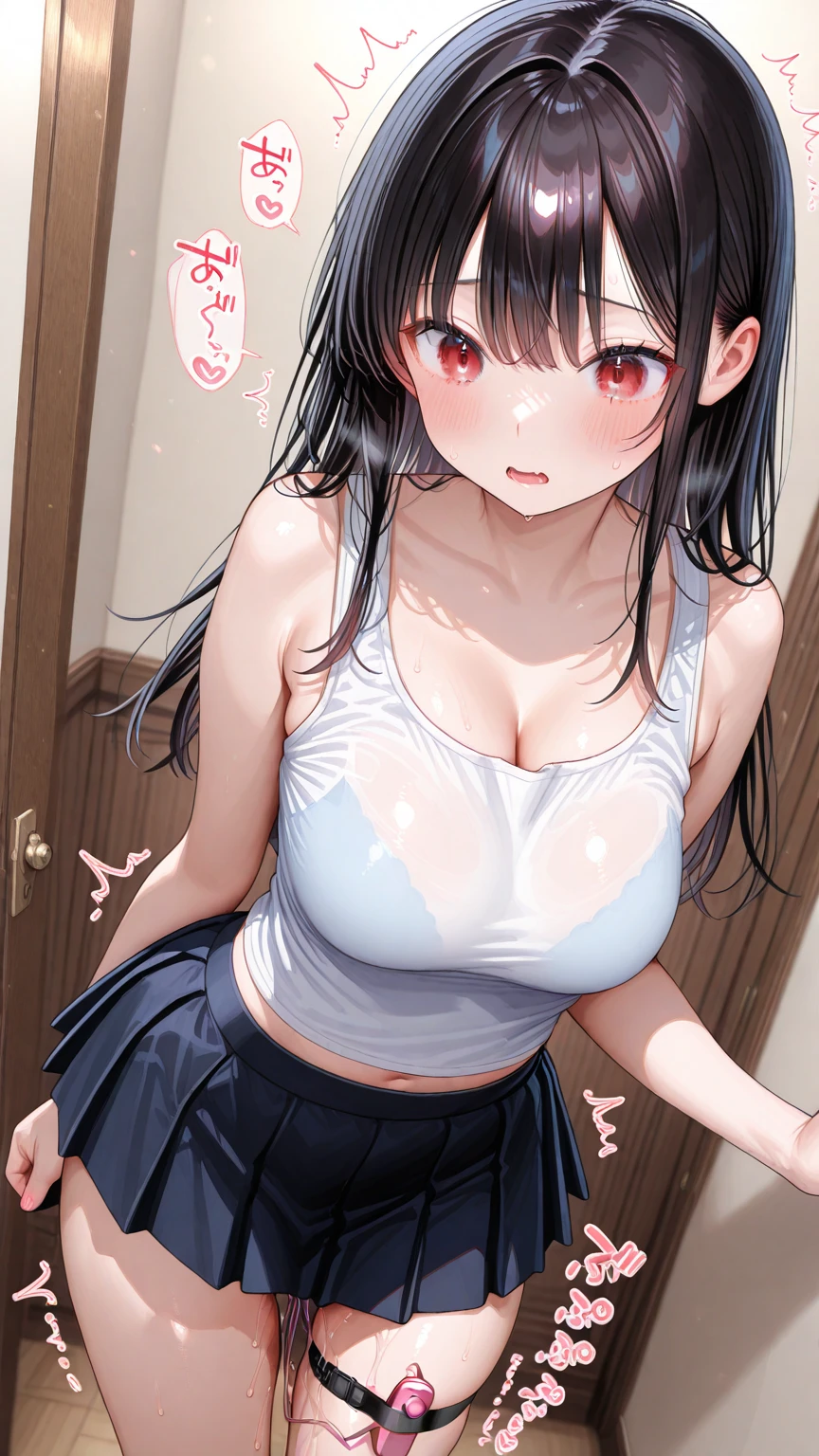 perfect human body,1 female,Mature and intellectual woman, (publicly exposed,street),long hair, French braid, clavicle,((big breasts)),((Lower chest)),dress,smooth thighs,((woman with fever)),(blush:1.2),((skirt lift)),Shy,Fear,cry,tears,