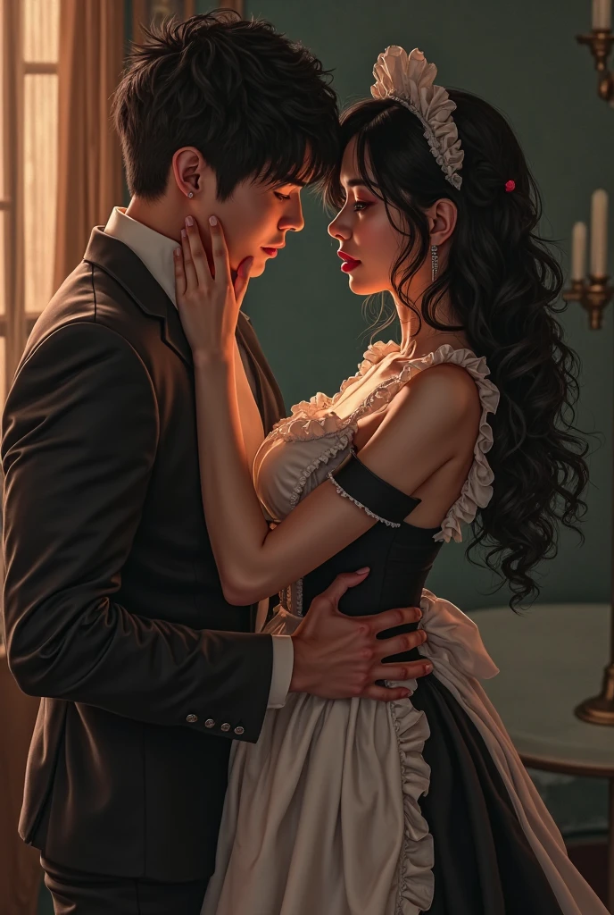 O casal lindo compartilhando um beijo apaixonado, their bodies entwined in the moonlight.