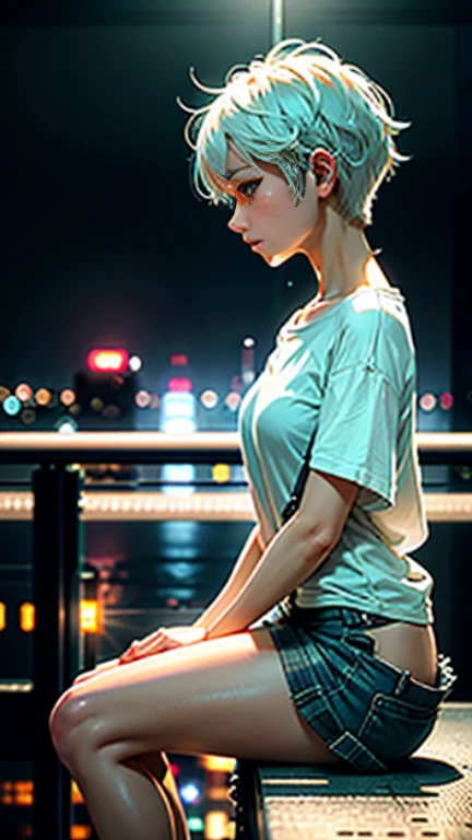 full-body portraits, photograph realistic, A beautiful Chinese woman, Adult video actress, In very crowded train cars, The whole body is soaked with sweat, slim toned body, Height 1.6m, perfect female shape, 34C breasts, Naked of breast, Slim waistline, Elongated legs, 28-inch hips, Wheat-colored skin, Full forehead, Slender eyebrows, Wear red and black erotic underwear, Suspender stockings, Wear platform stiletto heels, tempting pose, silver hair, streaked hair, bangs, straight hair, messy hair, hair slicked back, jewelry, longeyelashes, earrings, makeup, shaded, expressionless, red lips, short hair, cinematic lighting, three sided view, masterpiece, ccurate, textured skin, super detail, best quality, 8k