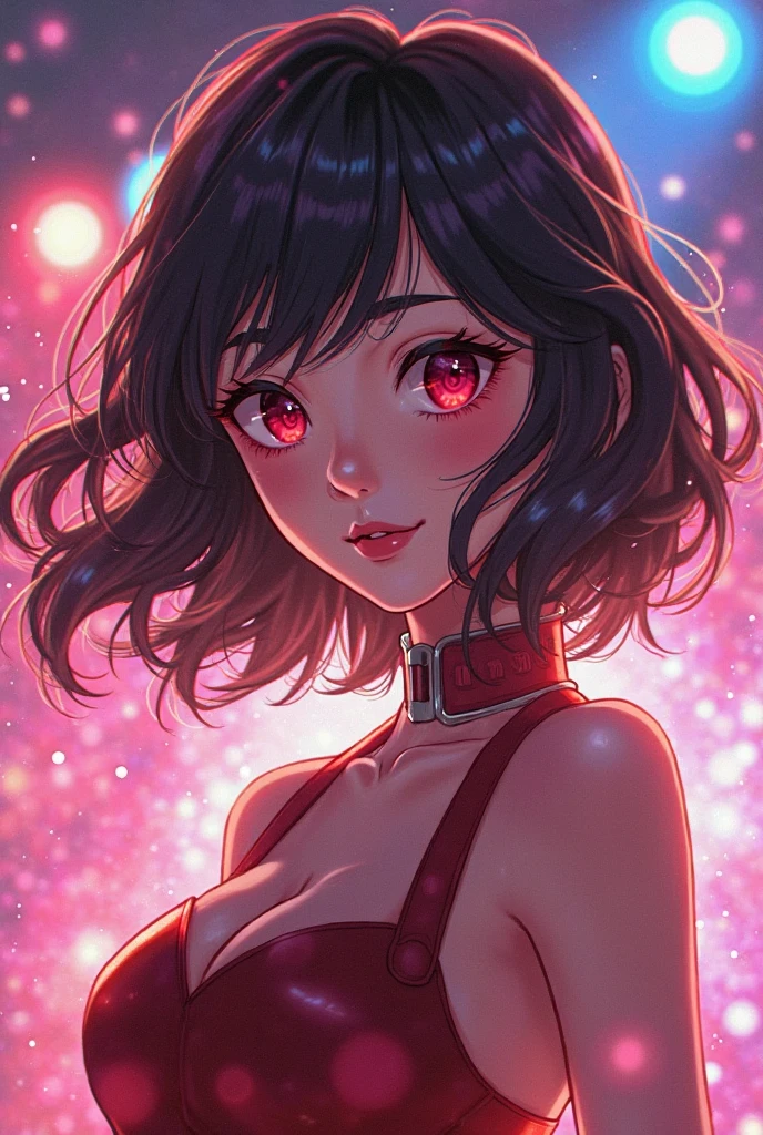 1 girl, (masterpiece, best quality:1.2), hyperrealistic anime style, bust focus, shoulders, smiling, half underwater, floating on lake, upper body, moon, dark theme, night time, cleavage, big , glossy lips, eyelashes, pink eyeshadow, happy smile, sexy, provocative,(half sunken), covered with dark water, more prism, vibrant color, (naked), Bill Sienkiewicz inspired art