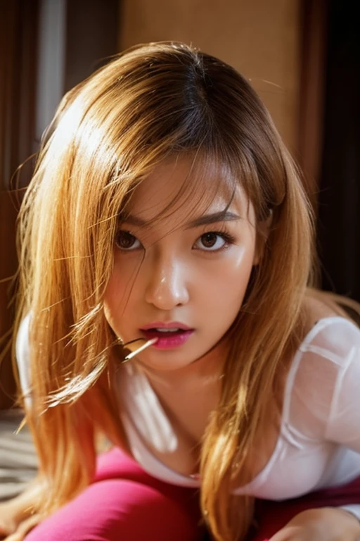 (masterpiece:1.2), ultra detailed, (realistic, photo realistic:1.37), high detail RAW color photo, professional photograph, an extremely delicate and beautiful, extremely detailed, finely detail, extremely detailed beautiful girl, extremely detailed face, extremely detailed eyes, extremely detailed skin, extremely detailed nose, extremely detailed mouth, perfect anatomy, (Japanese famous actress:1.3), brown hair, shortcut hair, (gyaru:1.3), Dynamic lighting, (see-through shirts), (midriff peek:1.1), (splashing:1.4), (black background), (wet hair:1.3), (wet skin:1.3), (full body:1.2), (water drops:1.1), (squatting)